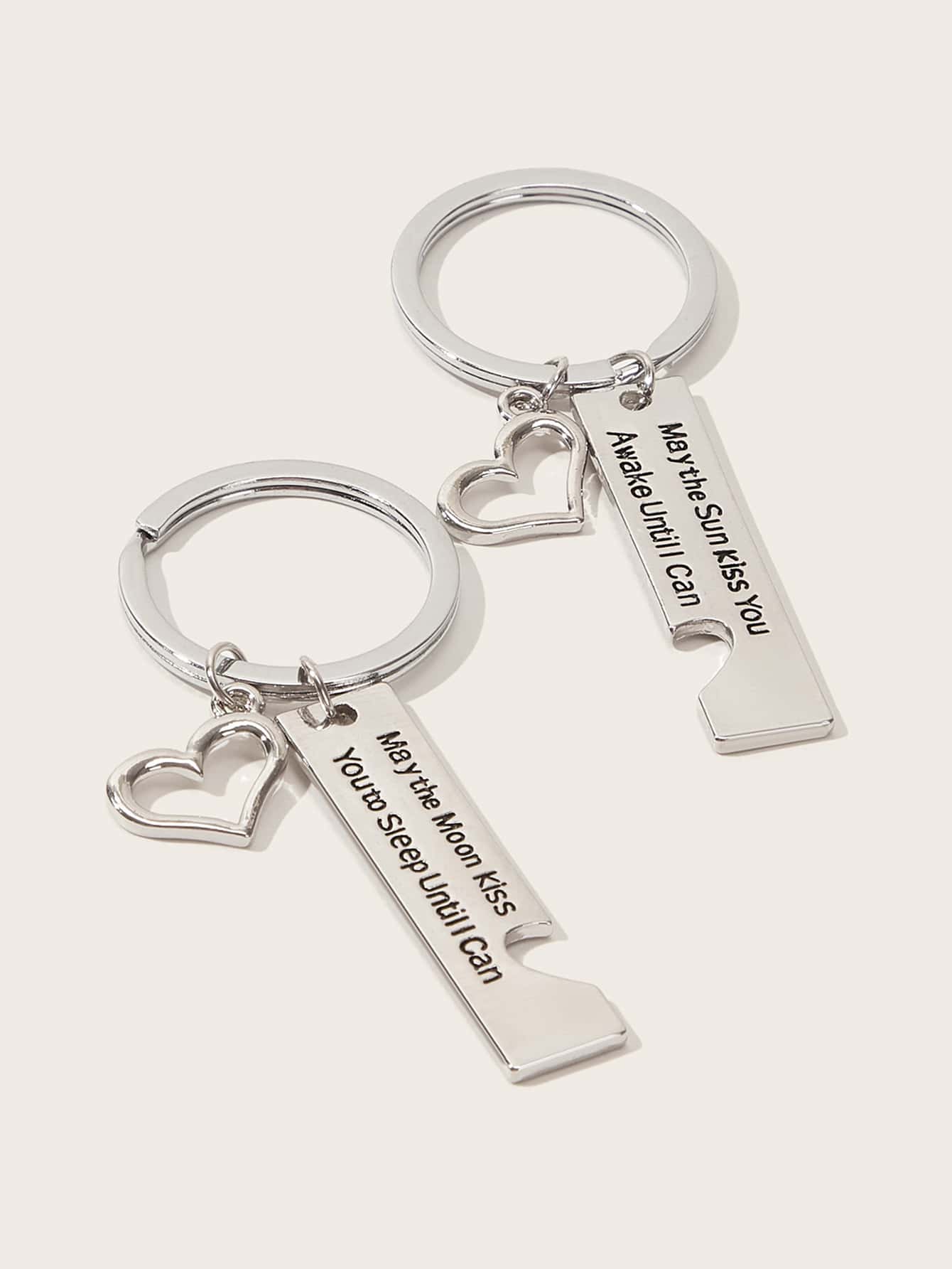 2pcs Heart Charm Couple Keychain
