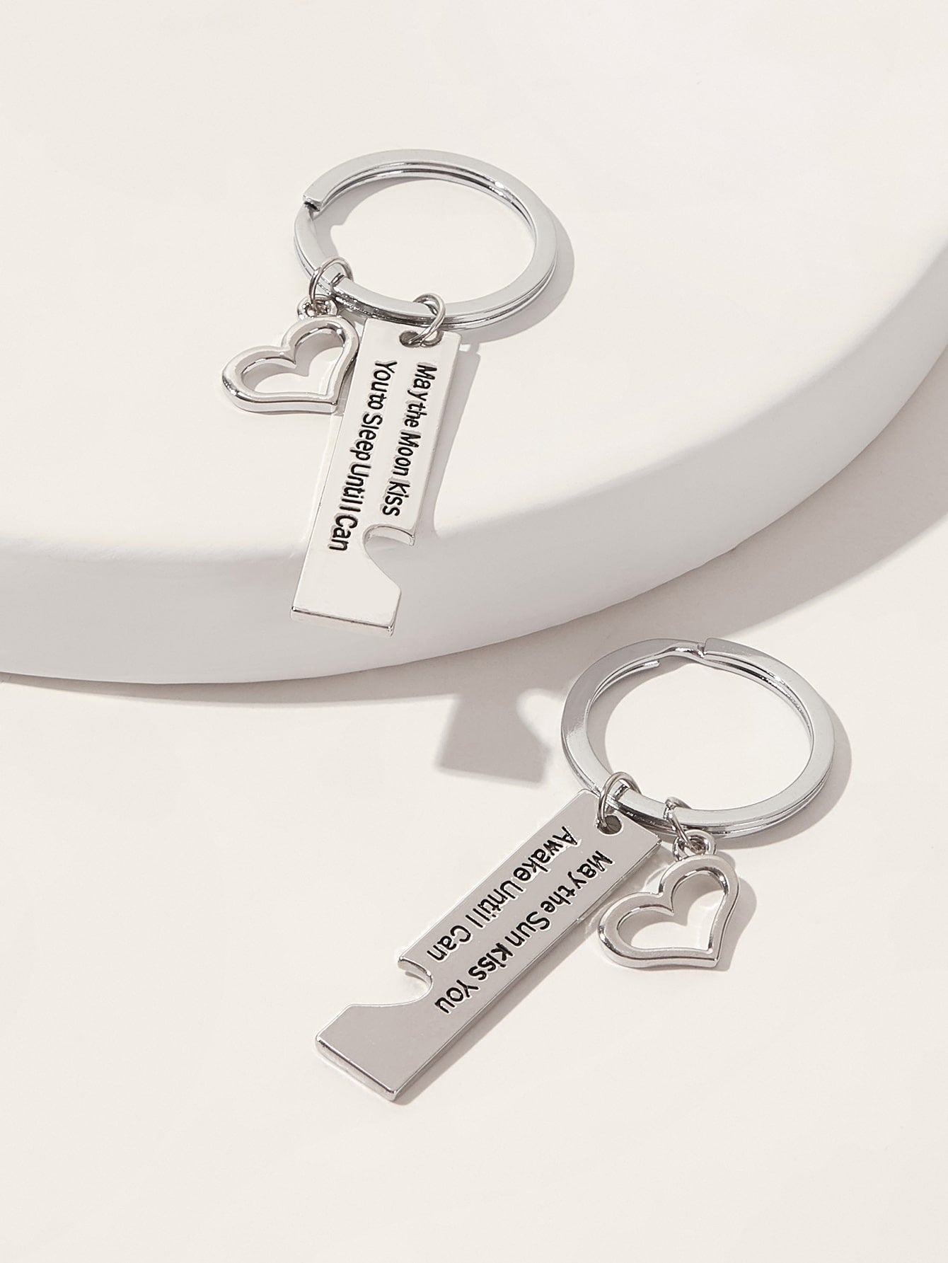 2pcs Heart Charm Couple Keychain