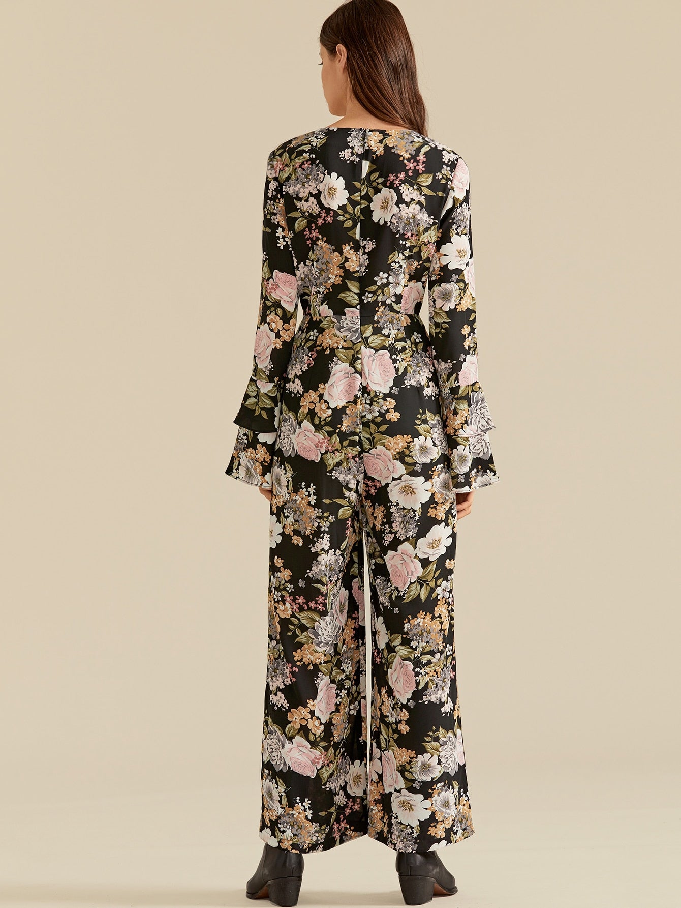 Amy's Cart Premium V-neck Floral Print Palazzo Jumpsuit