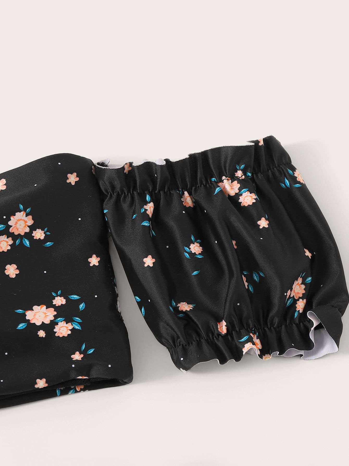 Ditsy Floral Bardot Top With High Cut Bikini