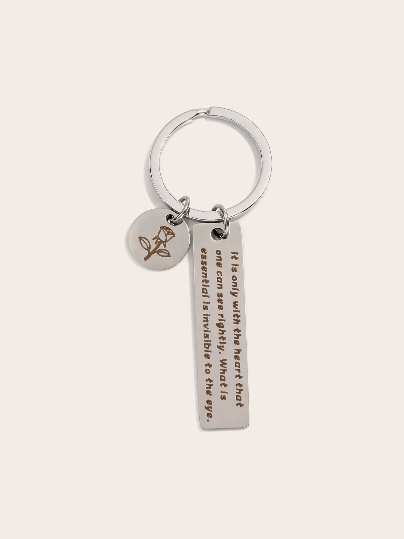 Letter Engraved Charm Keychain