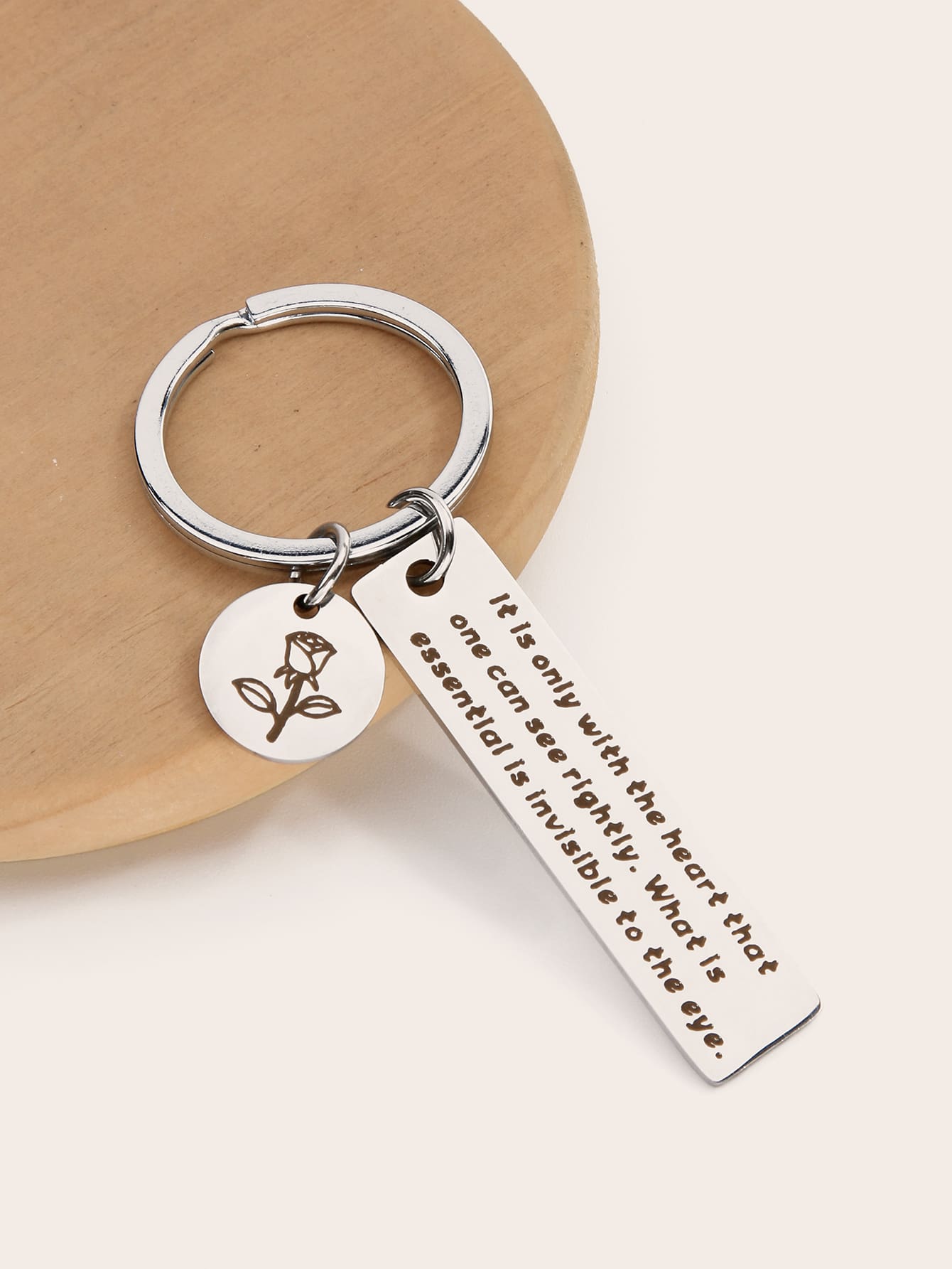 Letter Engraved Charm Keychain