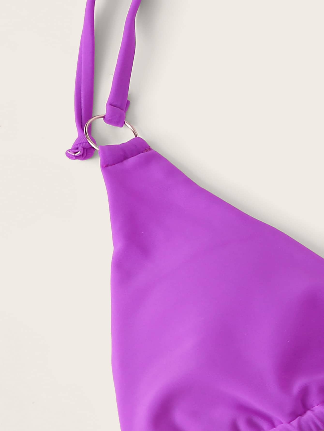 Ring Linked Triangle Top With Tie Side Bikini Set