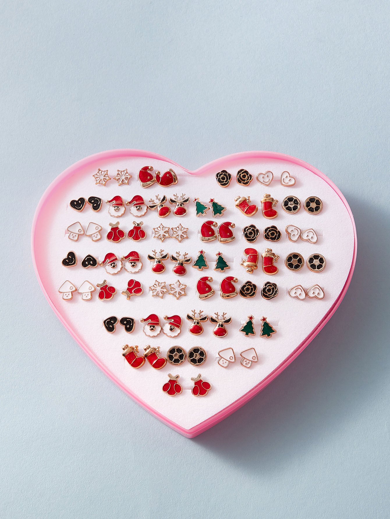 36 Pairs Christmas Snowflake & Flower Shaped Stud Earrings