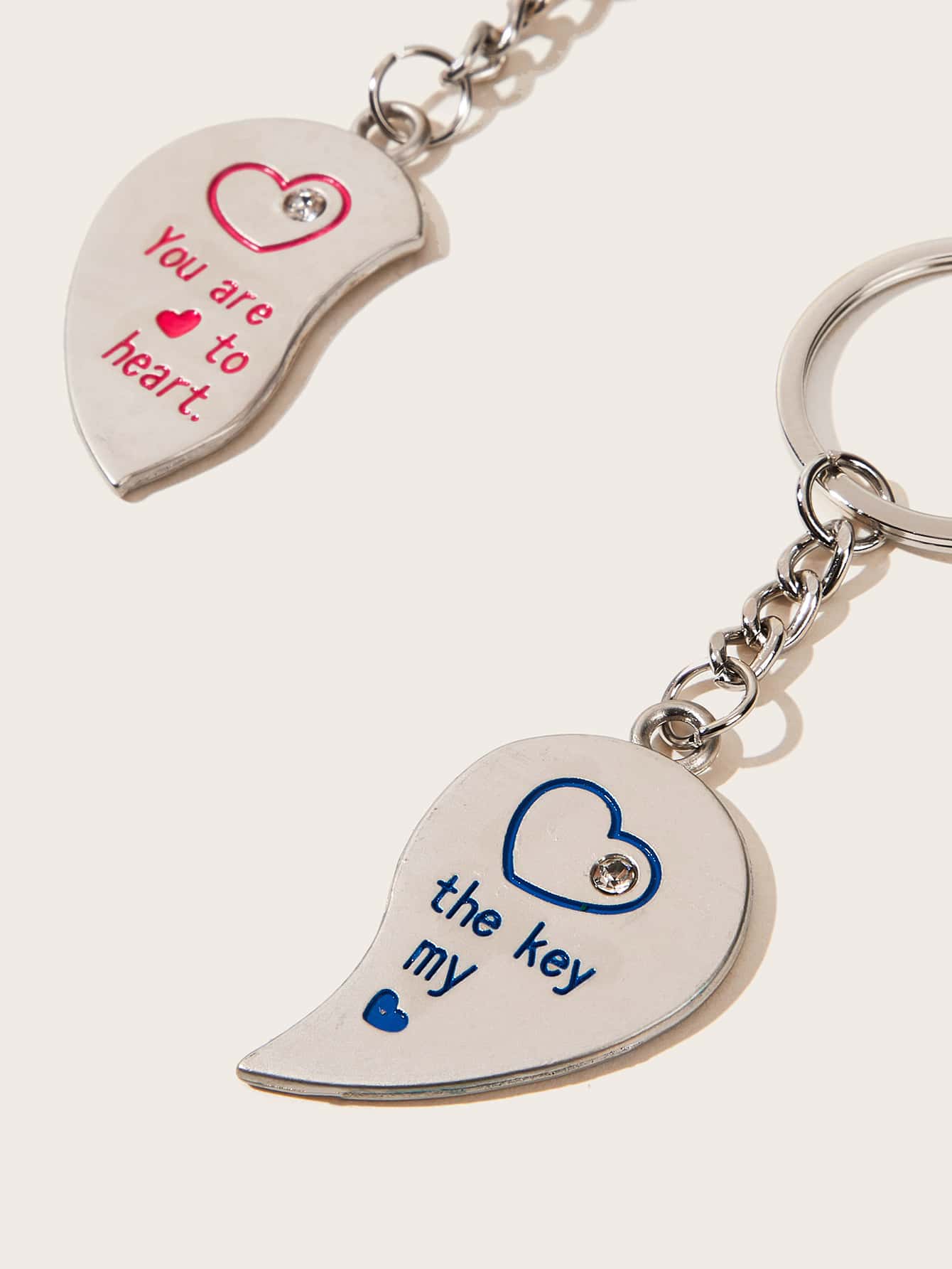 Letter Engraved Heart Charm Keychain