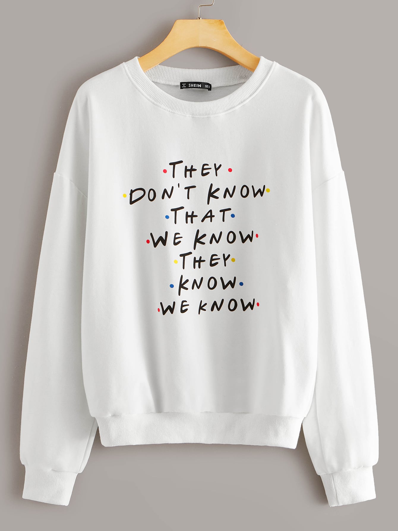 Drop Shoulder Slogan Print Pullover