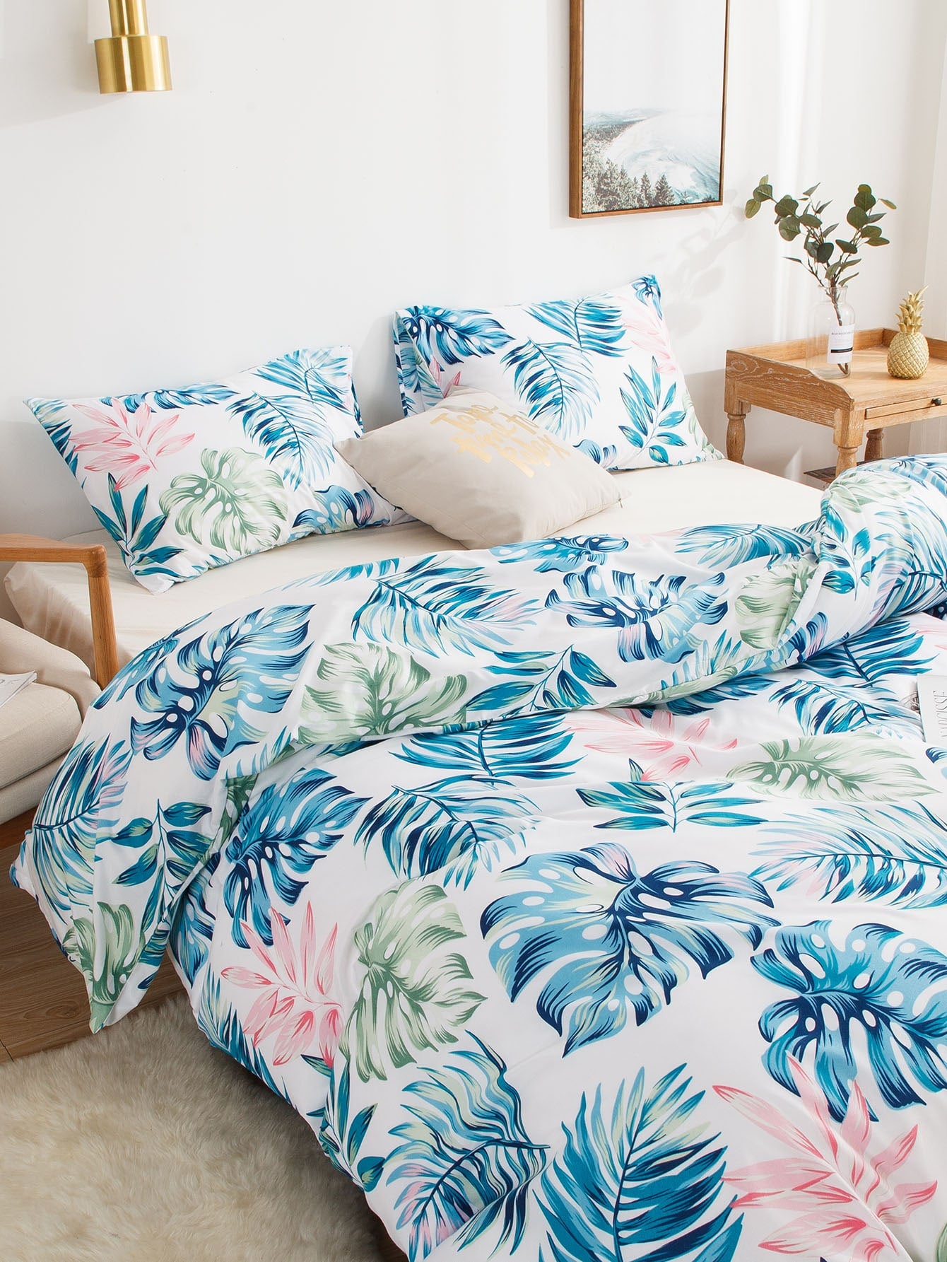 Tropical Leaf Print Sheet Set