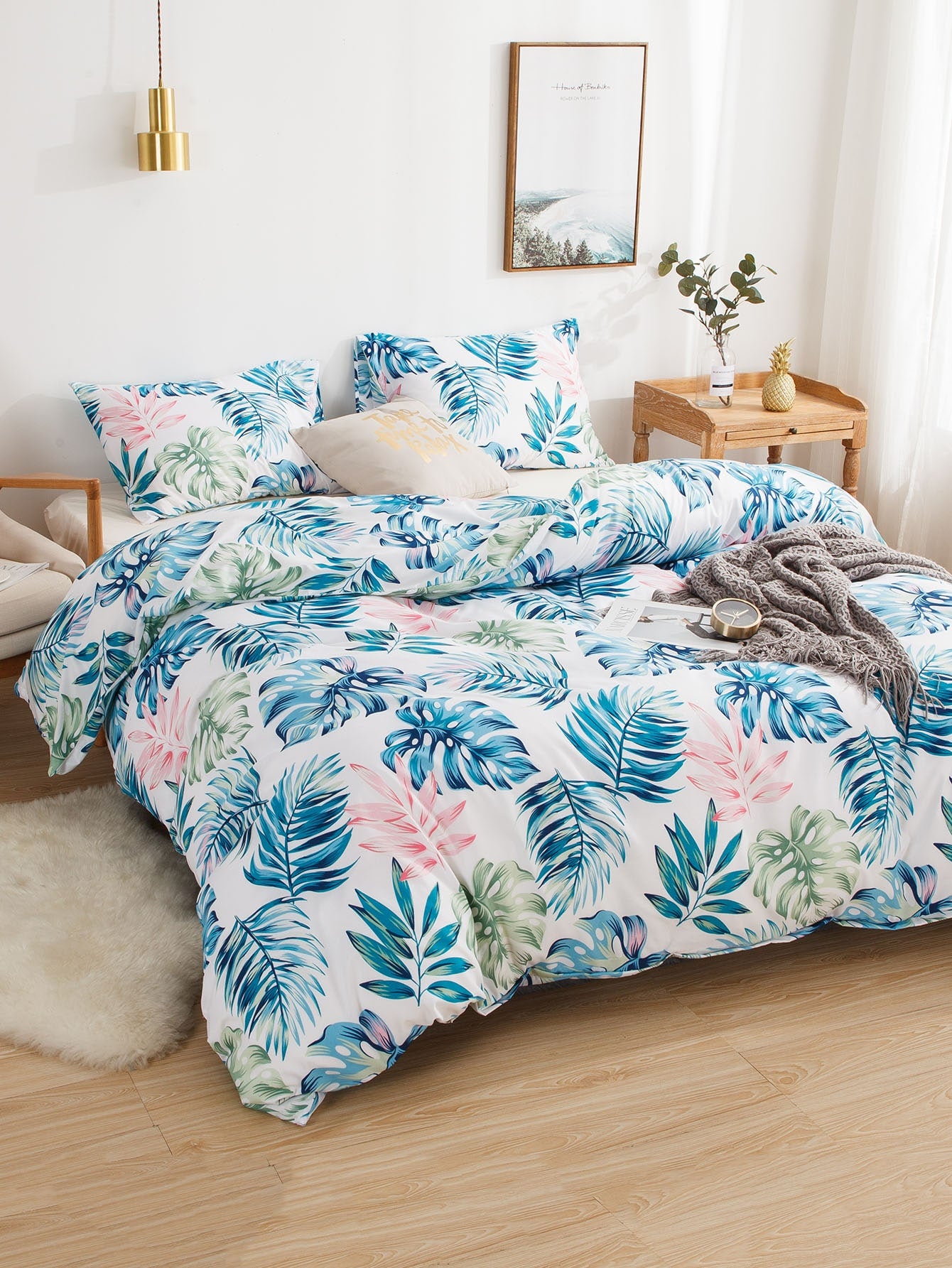 Tropical Leaf Print Sheet Set