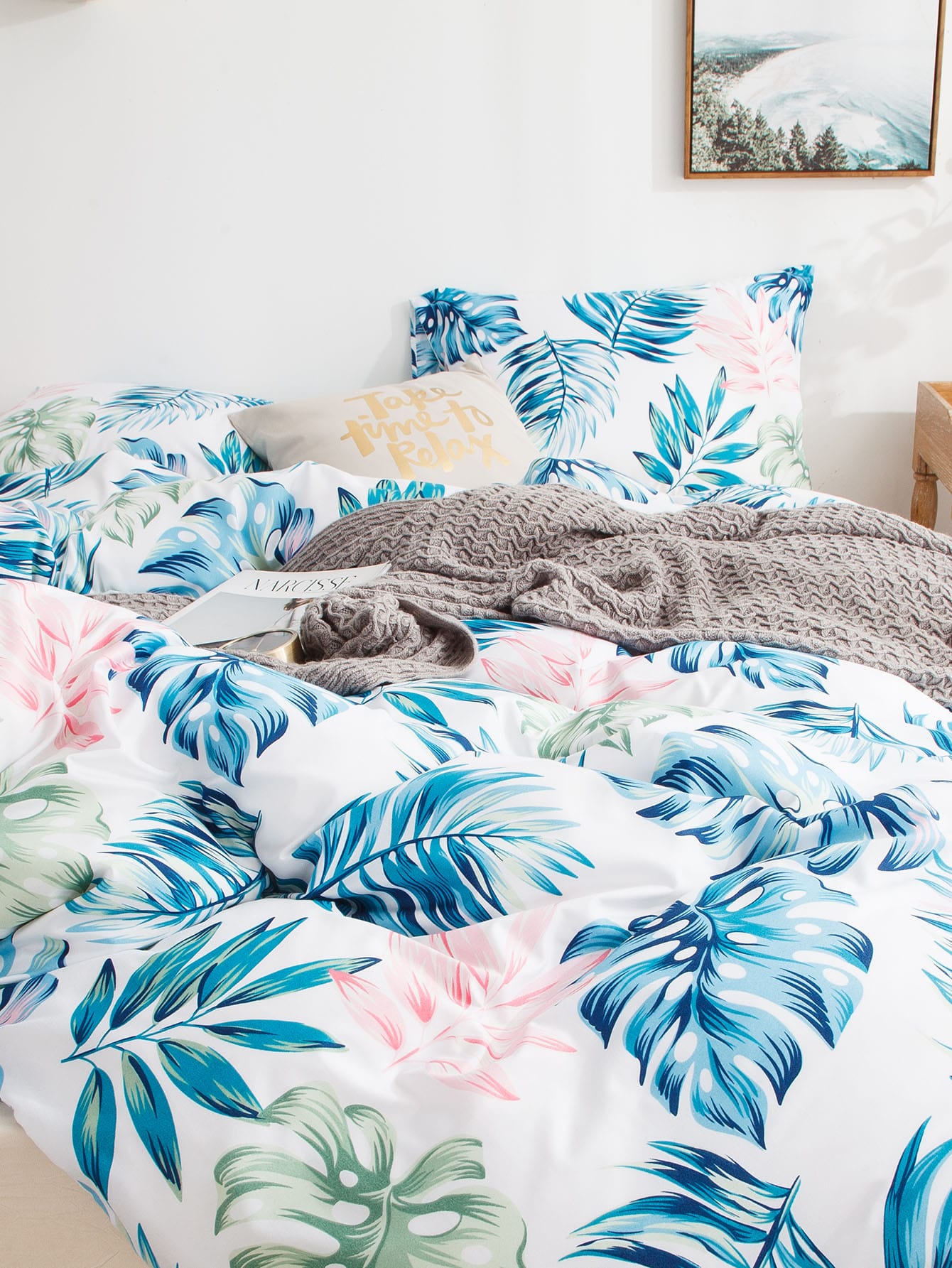 Tropical Leaf Print Sheet Set