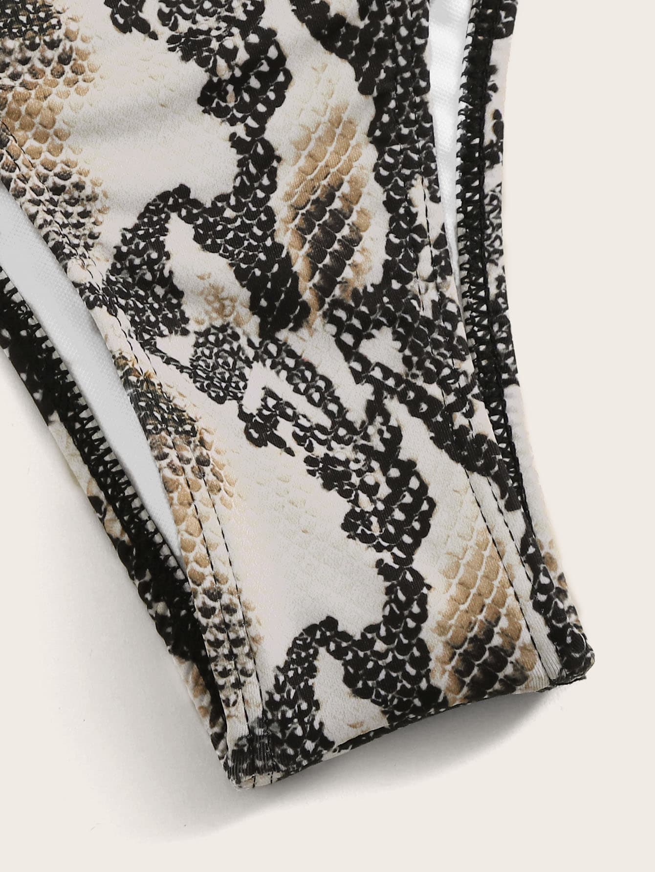 Snakeskin Ring Linked Top With High Waist Bikini Set