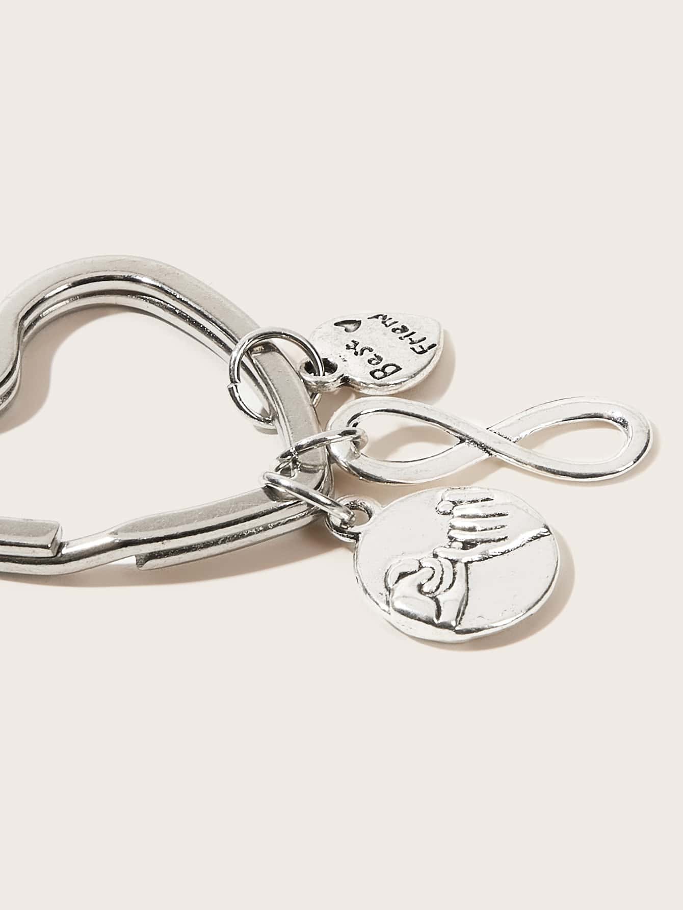 2pcs Infinity & Heart Charm Keychain