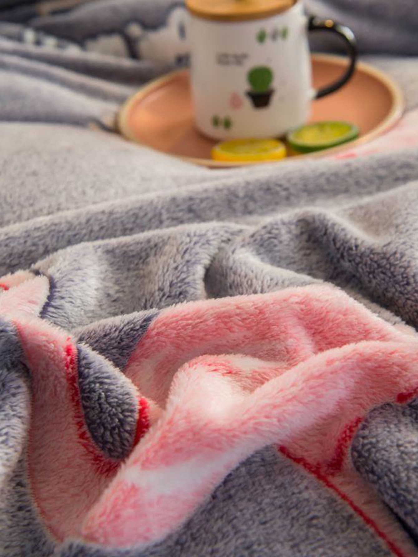 Flamingo & Leaf Print Blanket