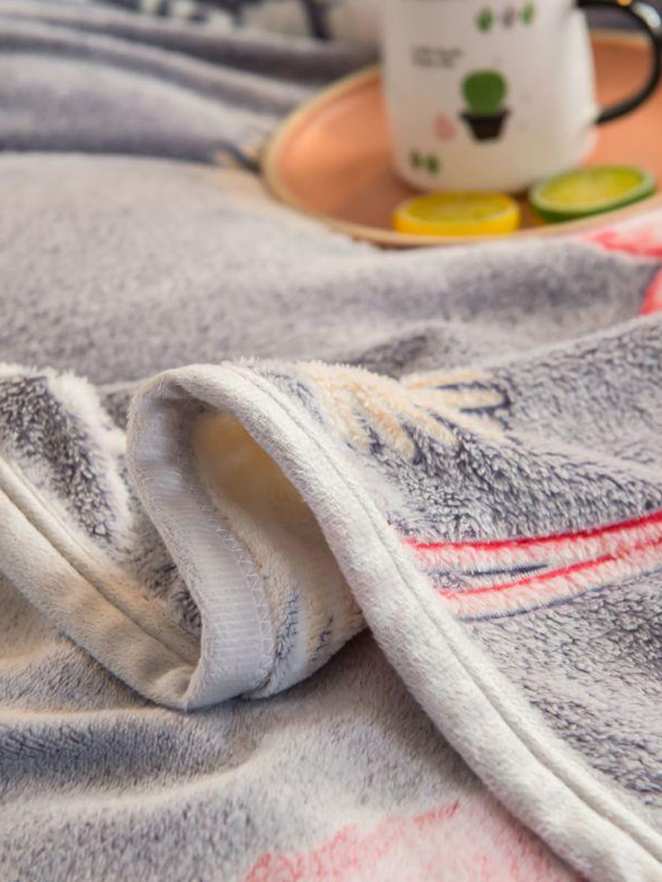 Flamingo & Leaf Print Blanket