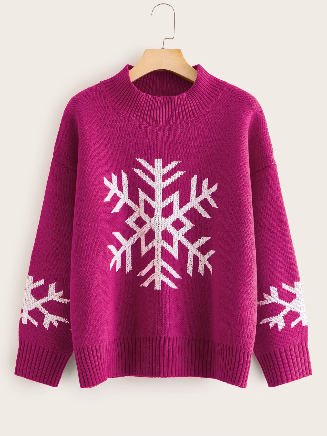 Snow Print Drop Shoulder Christmas/New Year Jumper