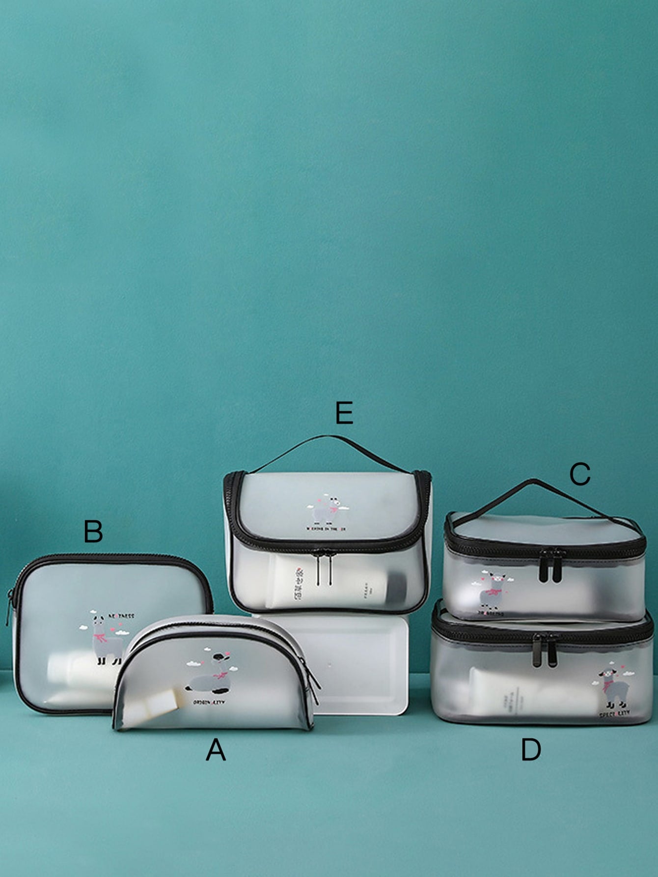 1pc Print Scrub Cosmetic Storage Bag