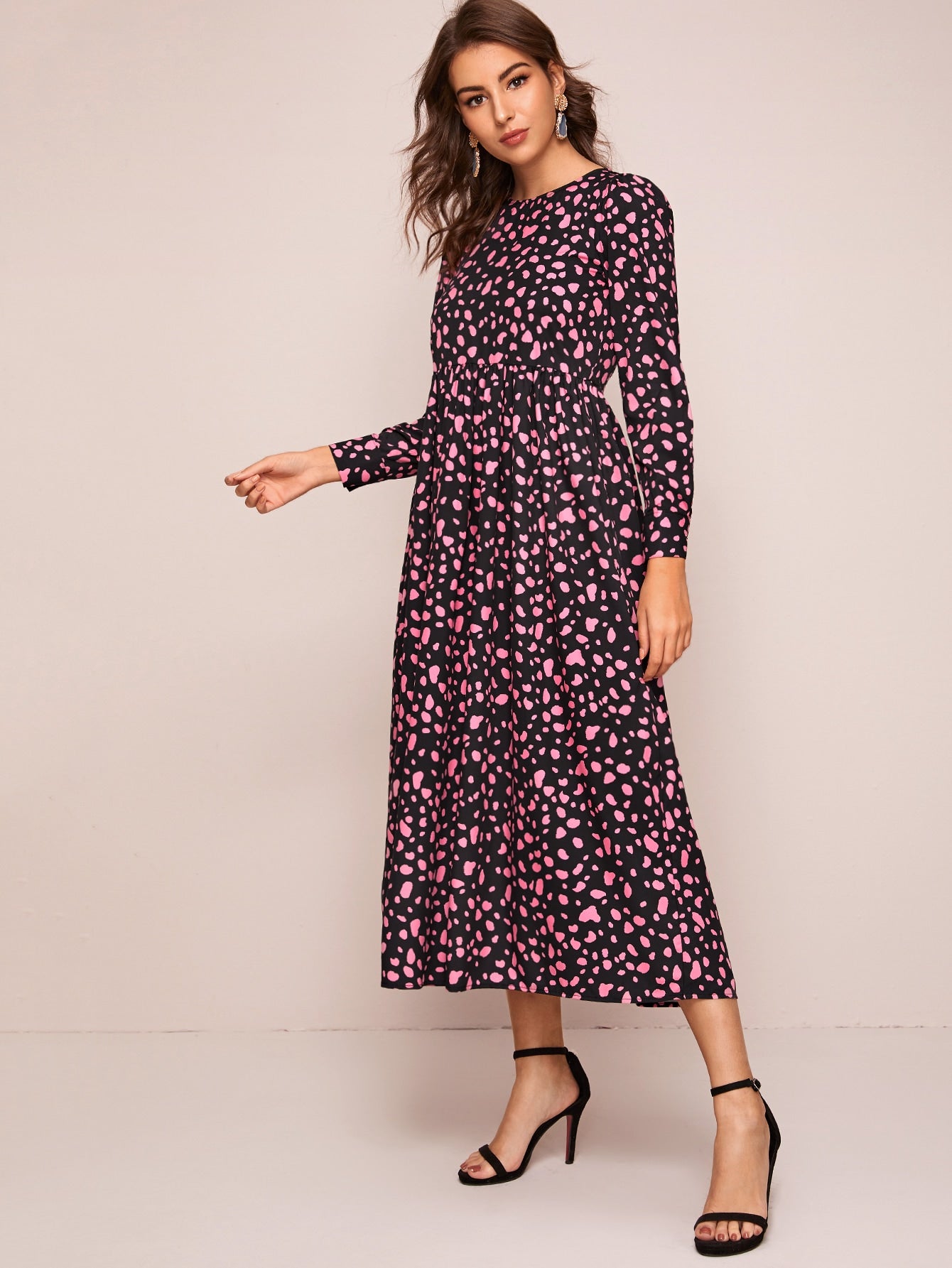 All Over Print Keyhole Back High Waist Dress