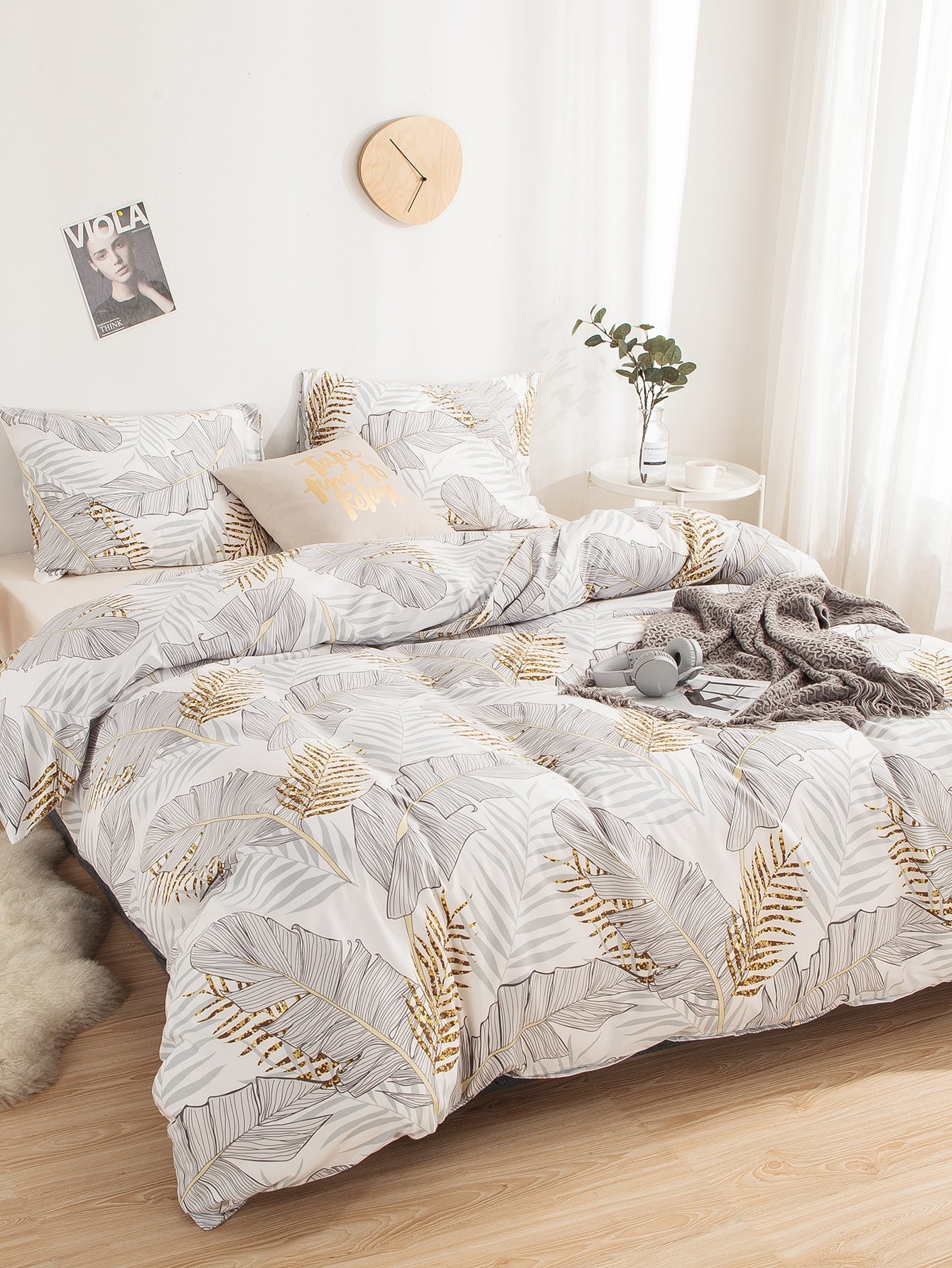 Line Draft & Bronzing Leaf Pattern Sheet Set
