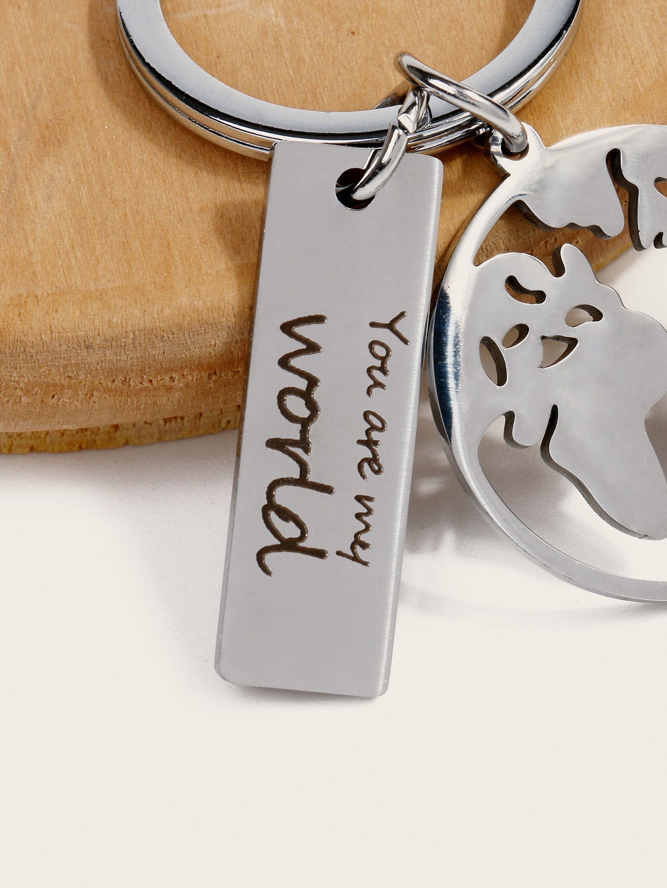 Hollow Out Earth Map Decor Keychain