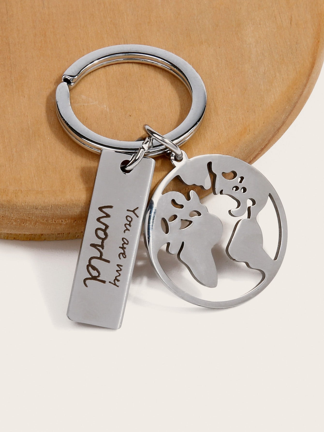 Hollow Out Earth Map Decor Keychain
