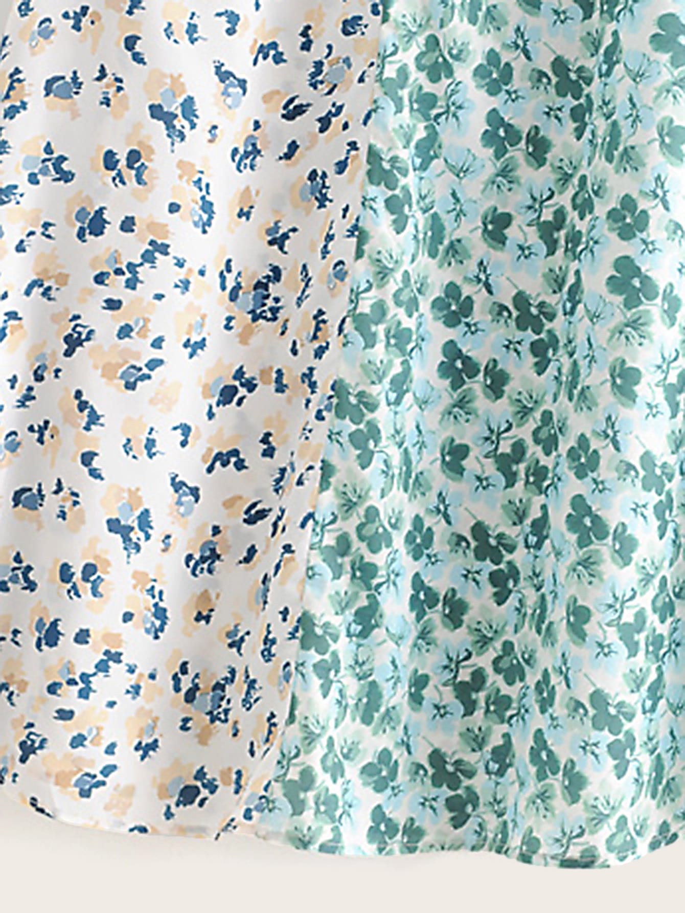 Two Tone Ditsy Floral Dress