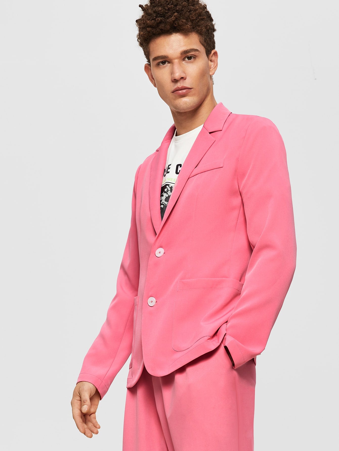 Men Notched Collar Patch Pocket Blazer