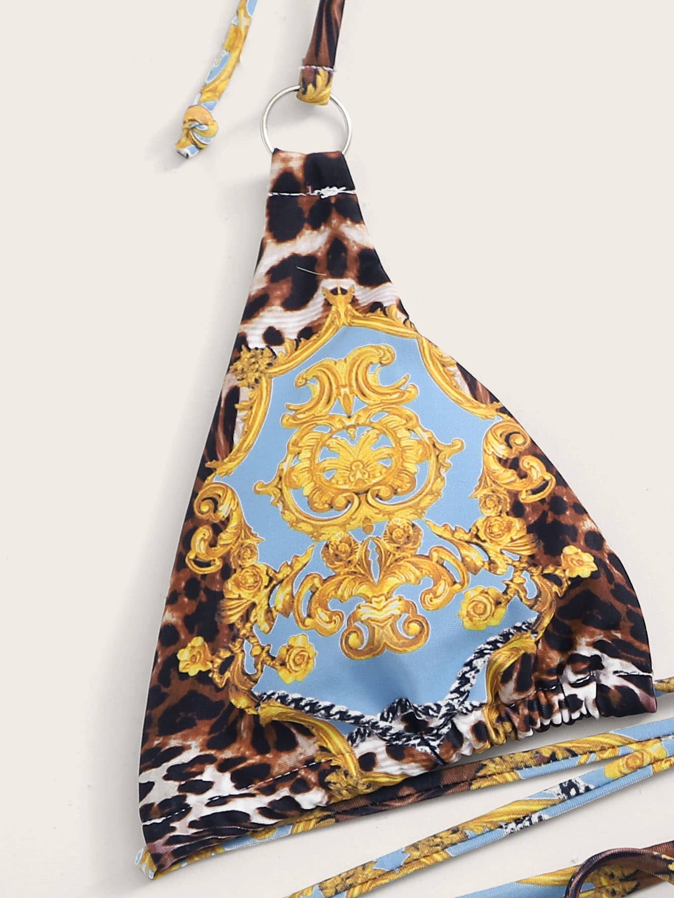 Tribal Tie Back Triangle Top With Belted High Waist Bikini