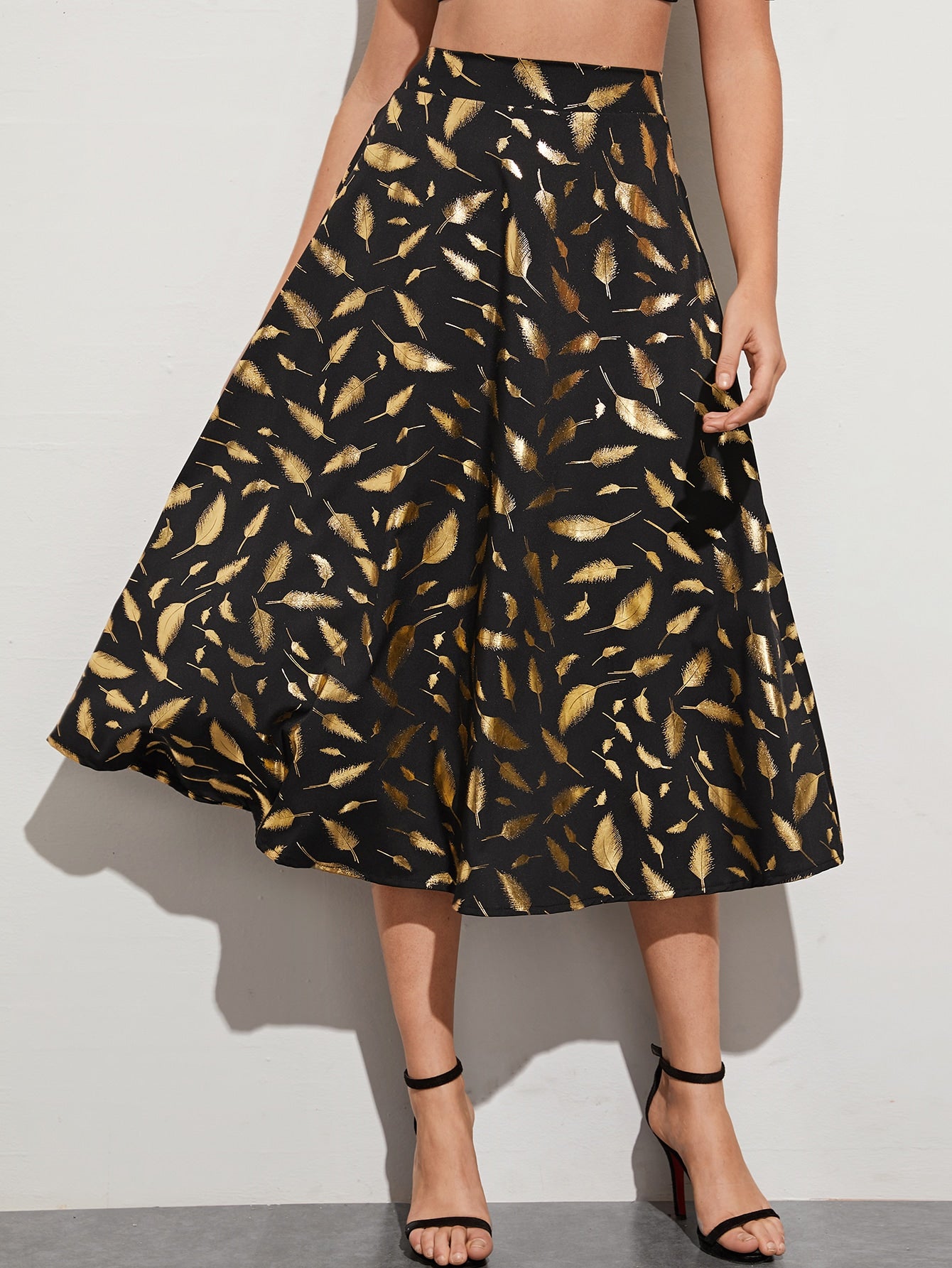 Zip Back Gilding Feather Skirt