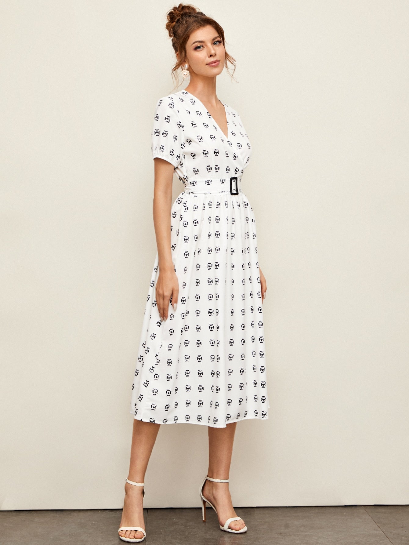 Surplice Front Belted A-Line Dress