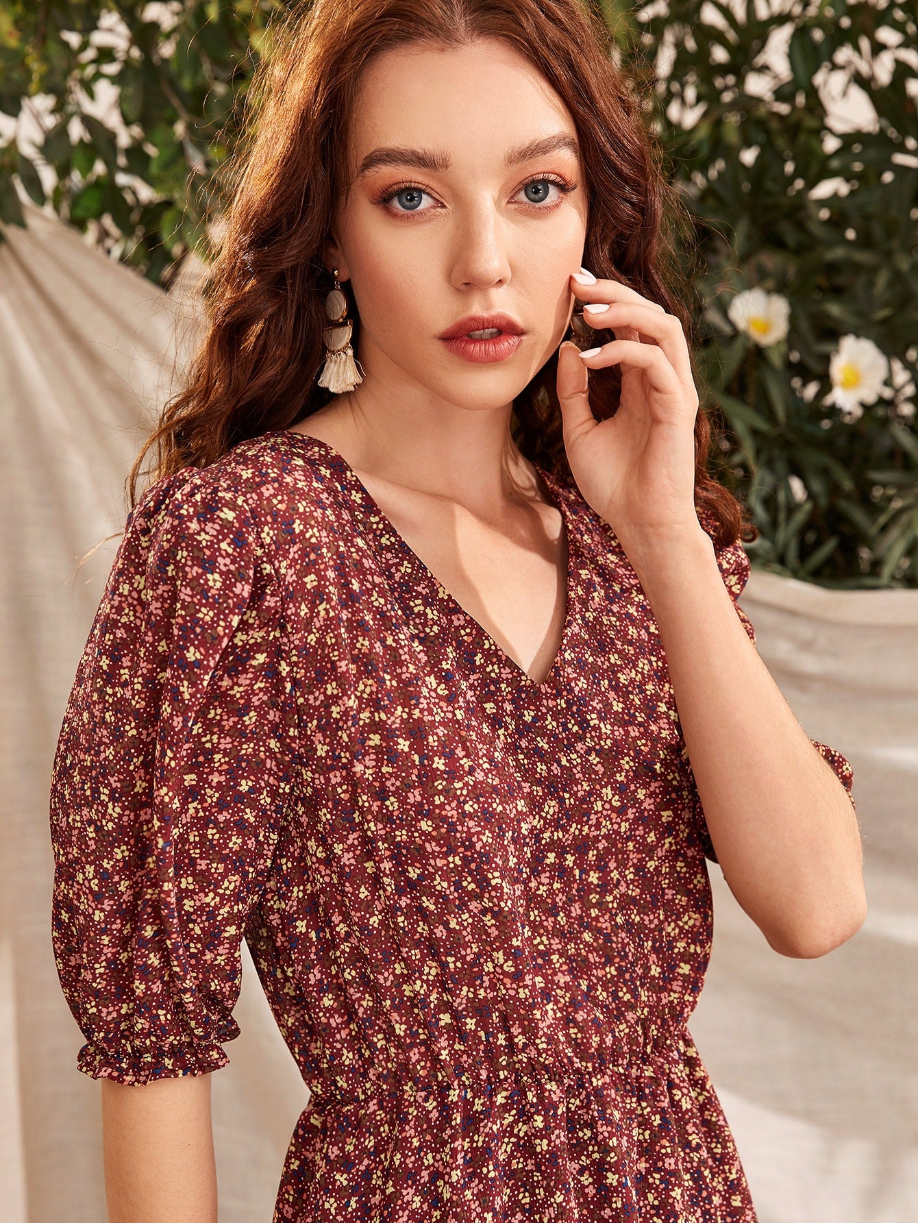 Ditsy Floral Layered Hem Dress