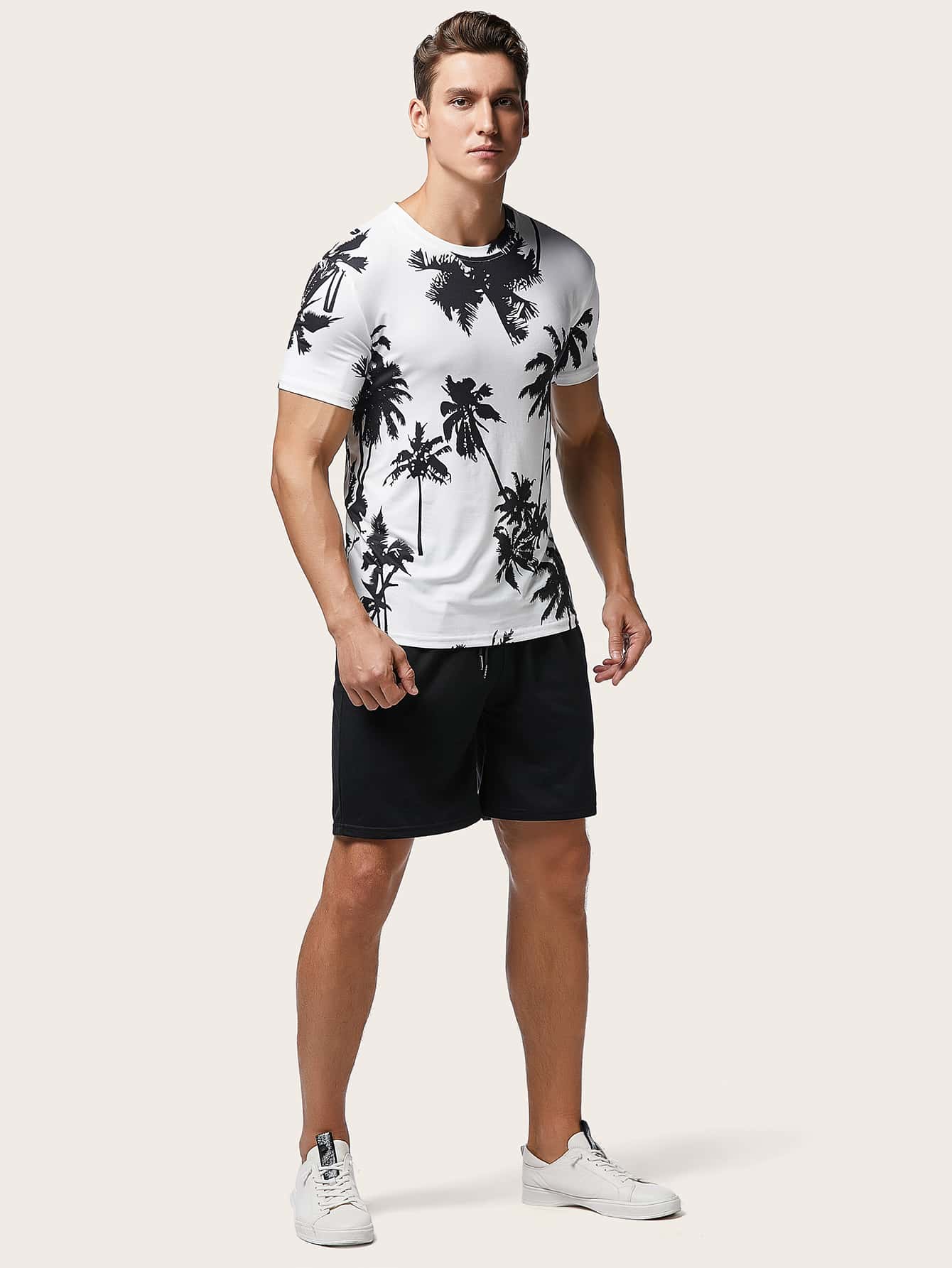 Men Palm Tree Print Tee