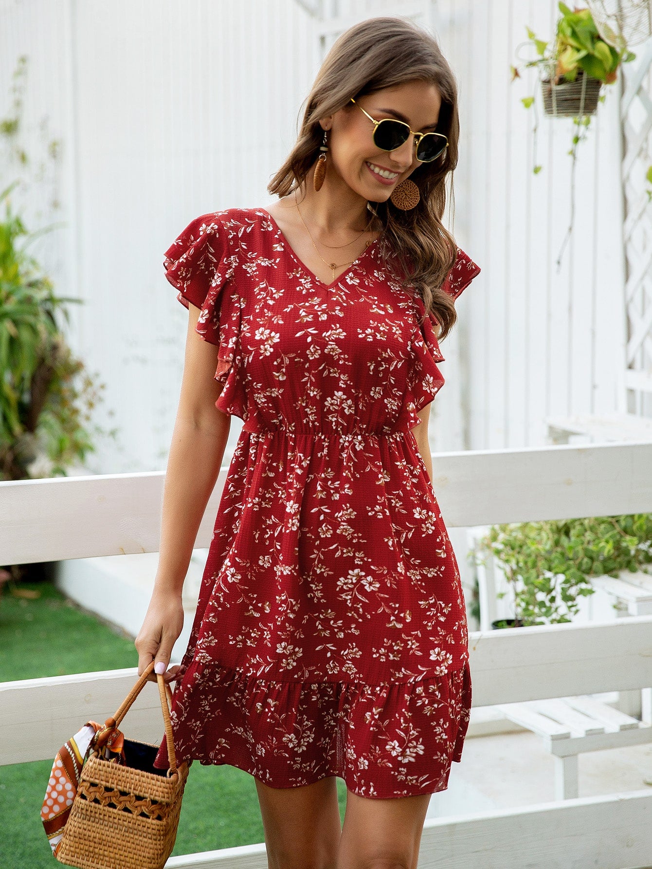 Floral Print Tie Back Dress