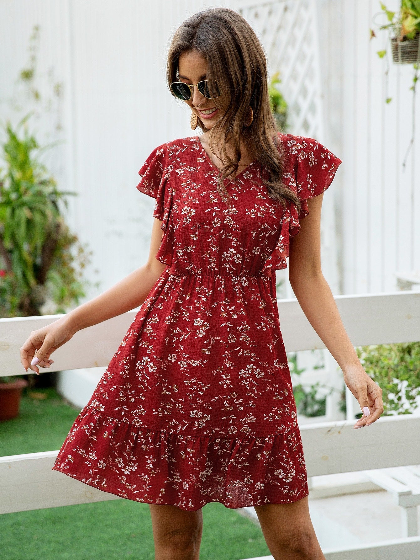 Floral Print Tie Back Dress