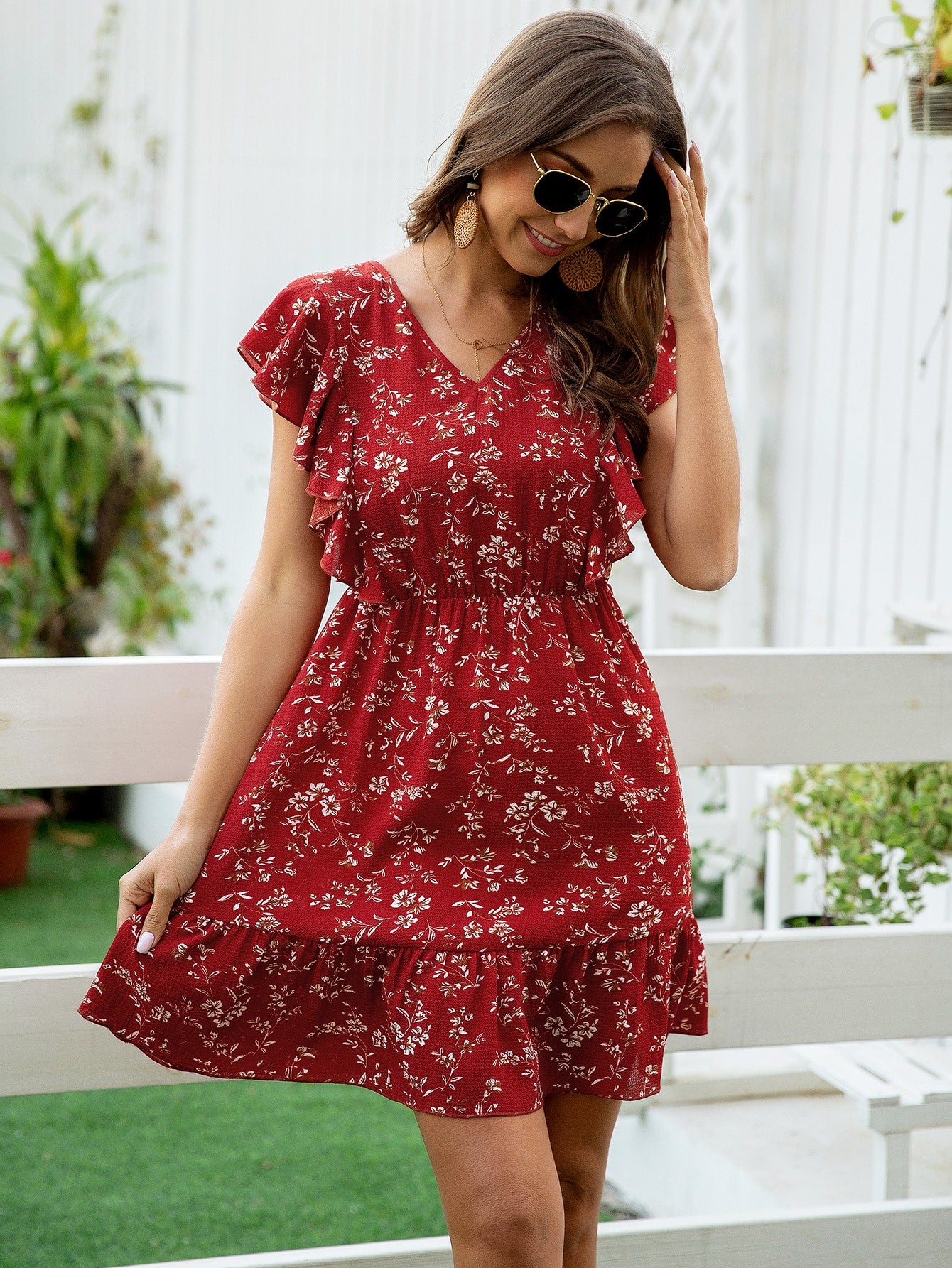 Floral Print Tie Back Dress