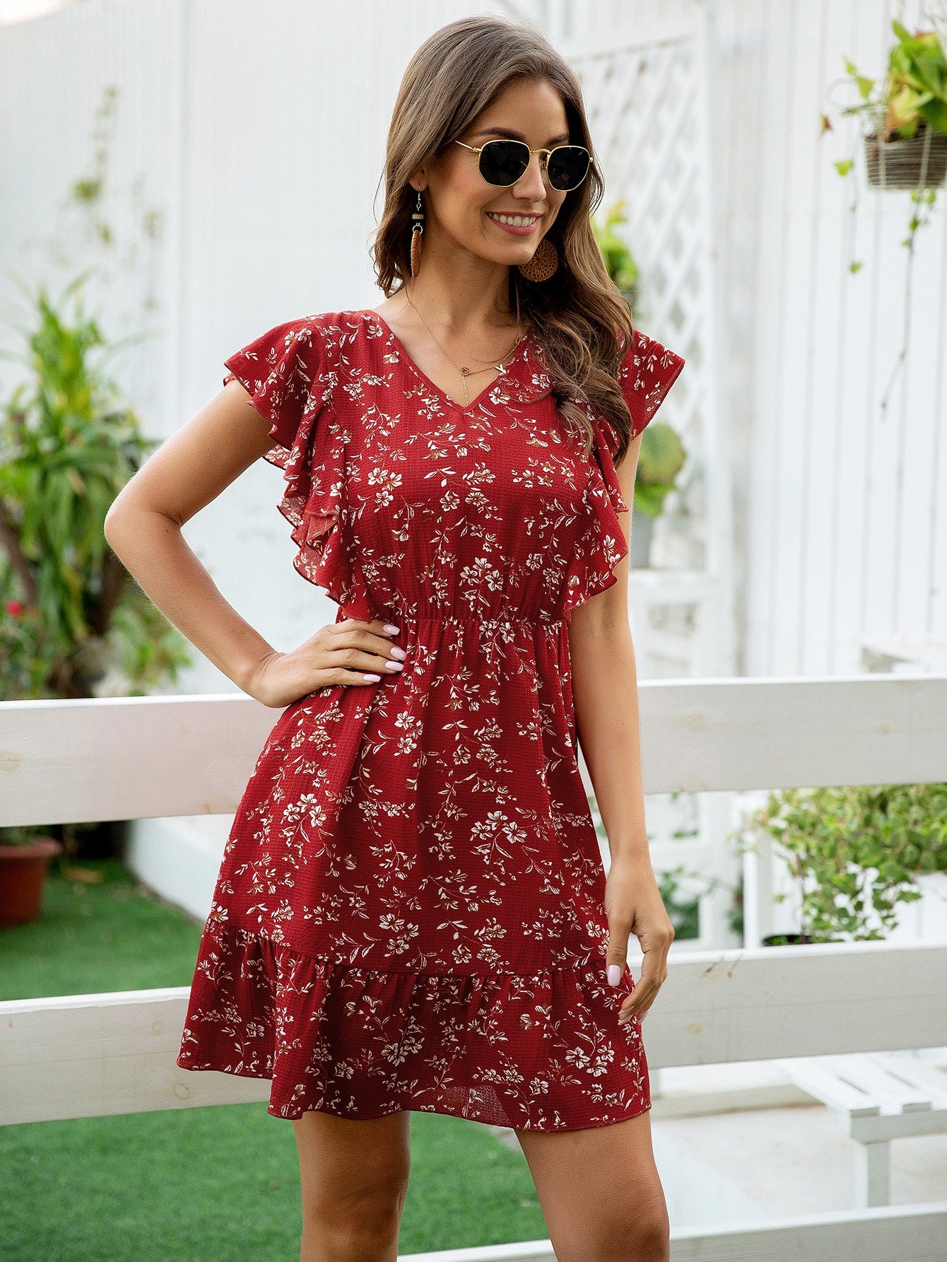 Floral Print Tie Back Dress