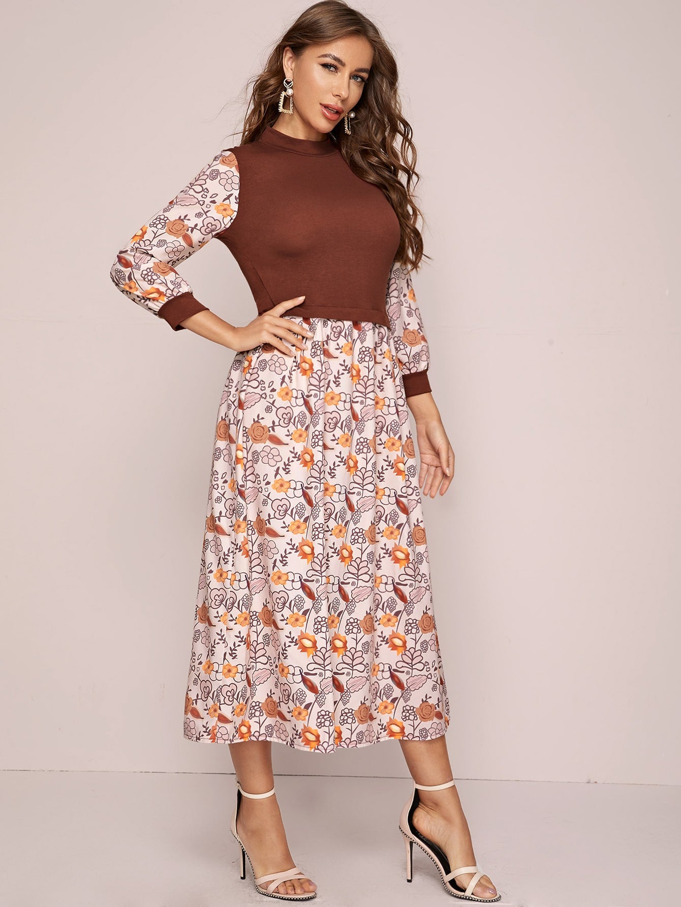 2 In 1 Floral Print A-line Dress