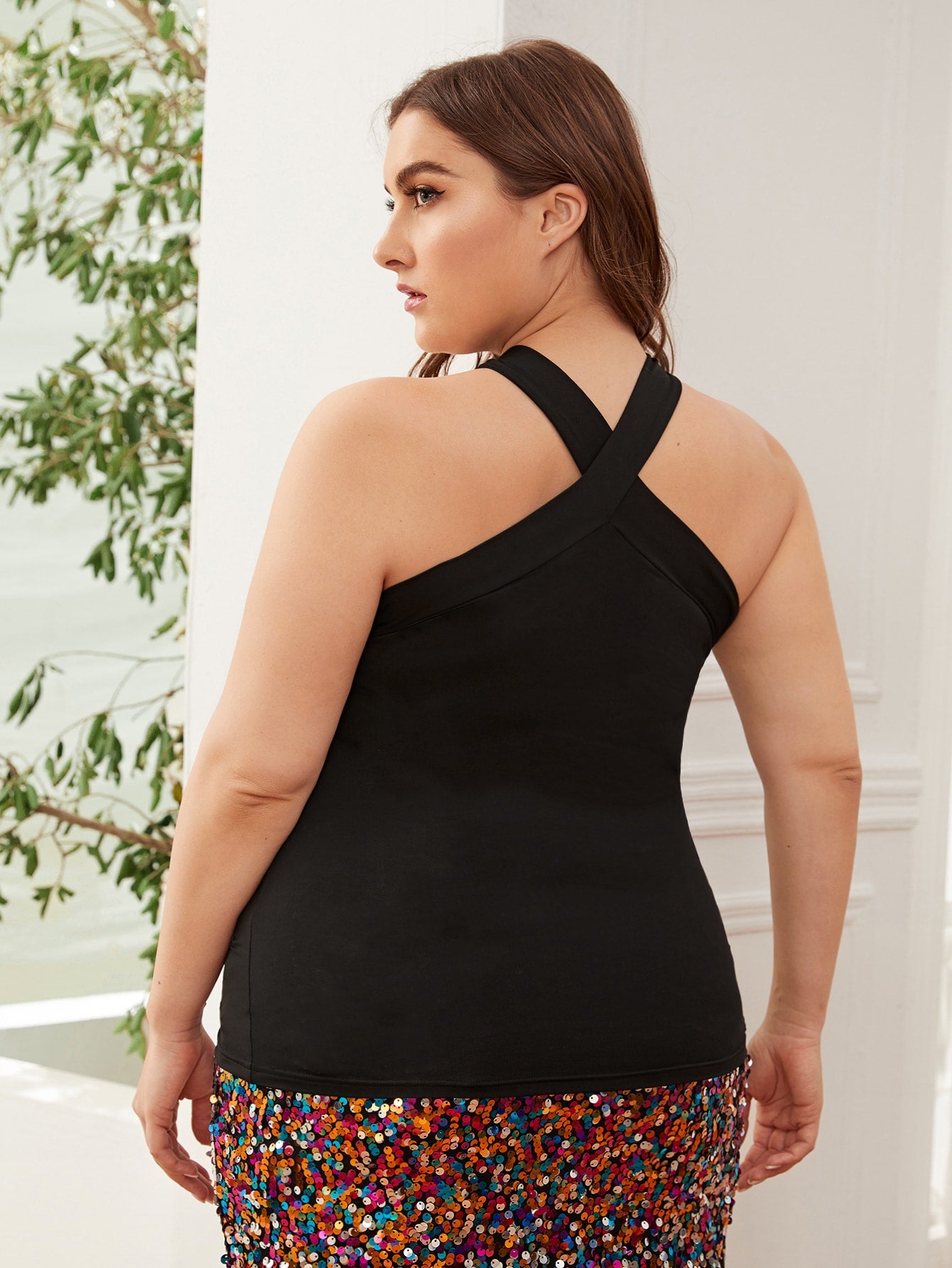 Plus Solid Slim Halter Top