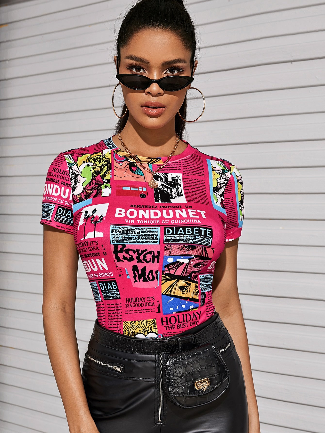 Allover Print Fitted Tee