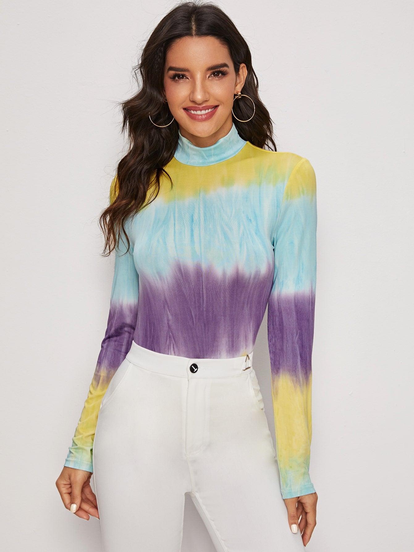Mock Neck Tie Dye Tee