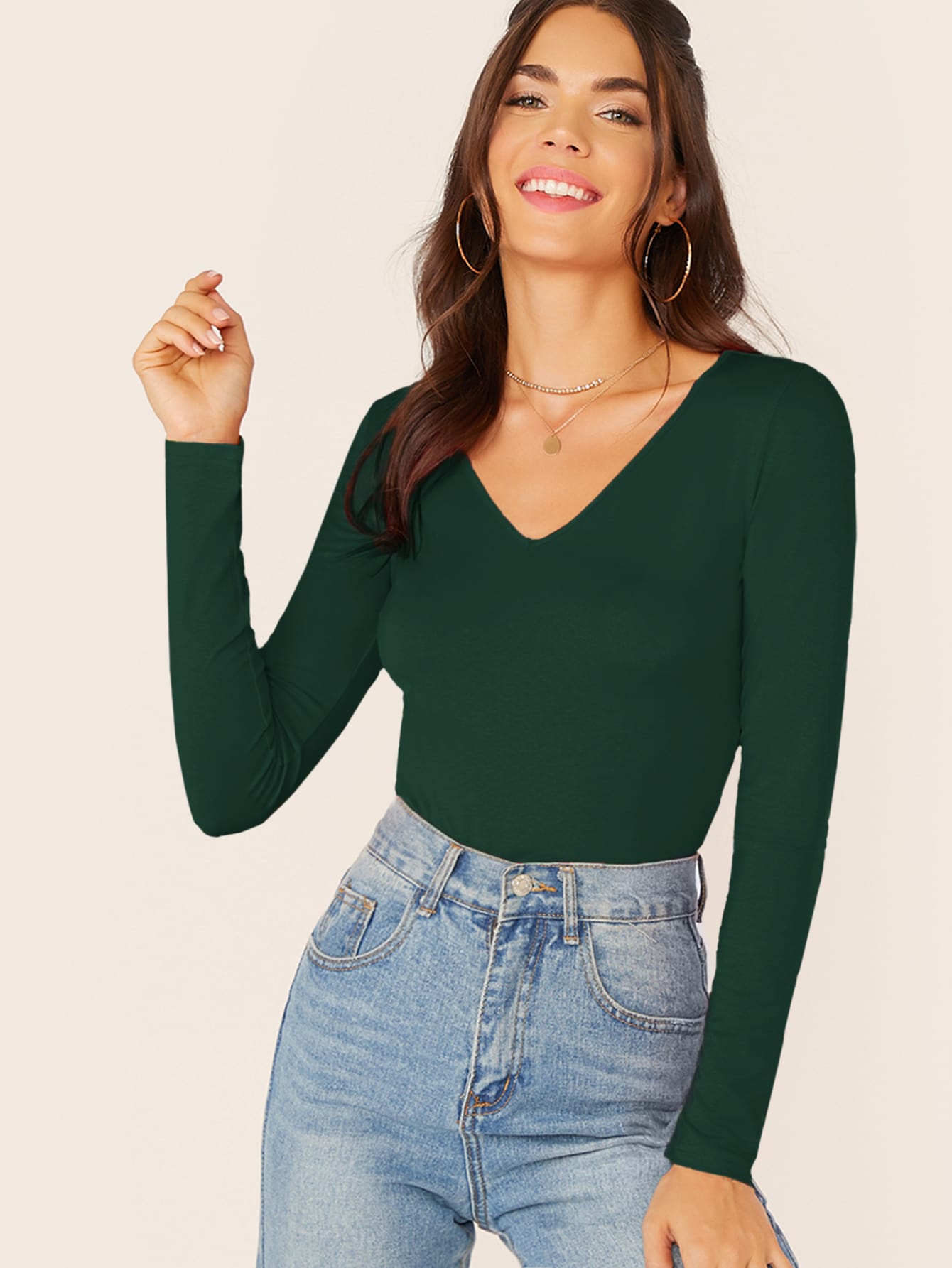 V-cut Neck Form Fitted Tee