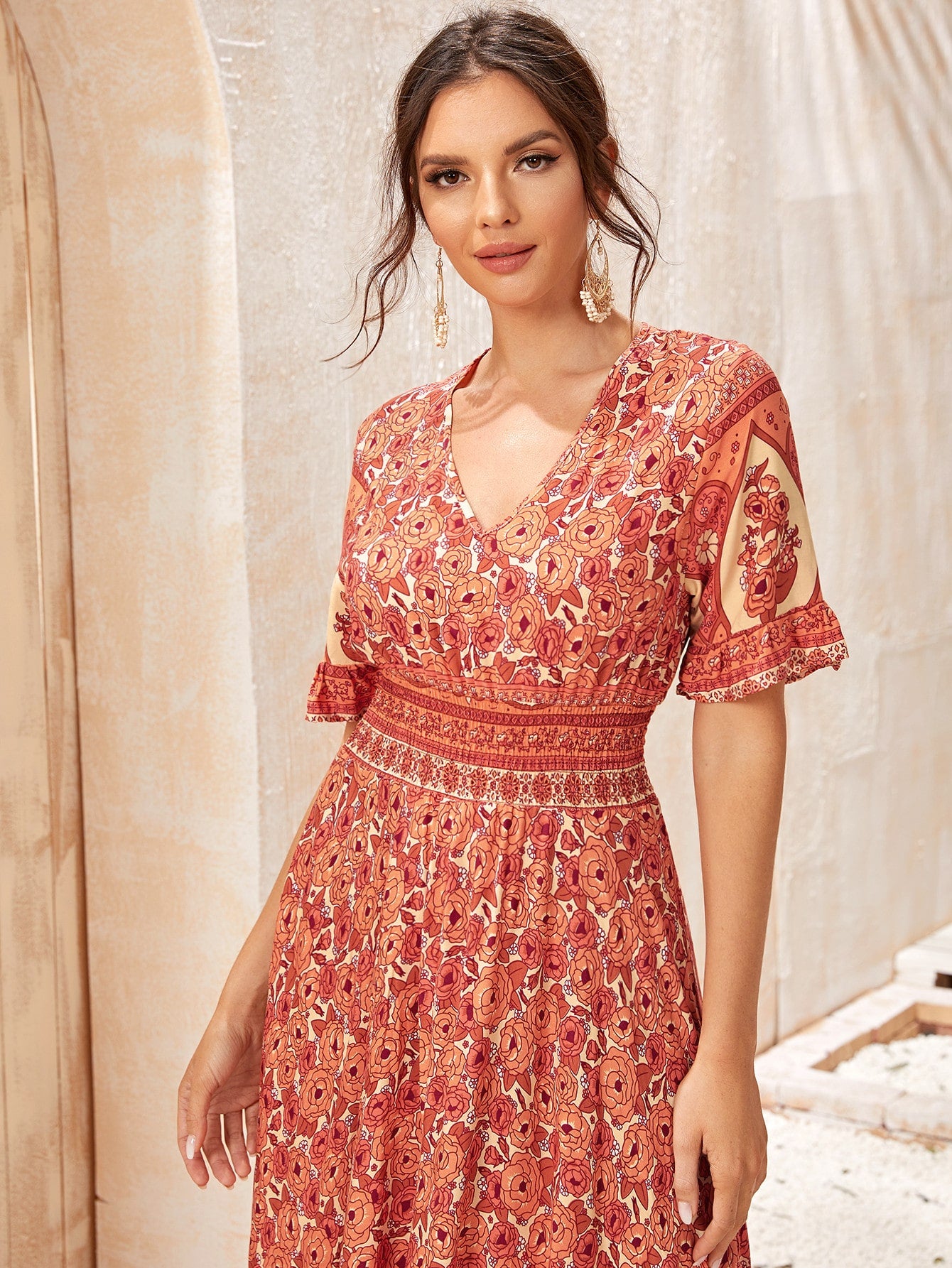 Tribal Print Split Side A-line Dress