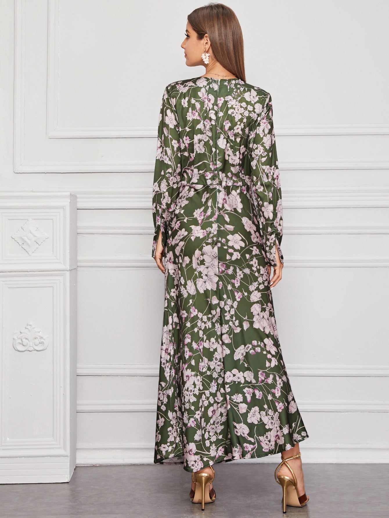 Amy's Cart Floral Print Zip Back Maxi Dress