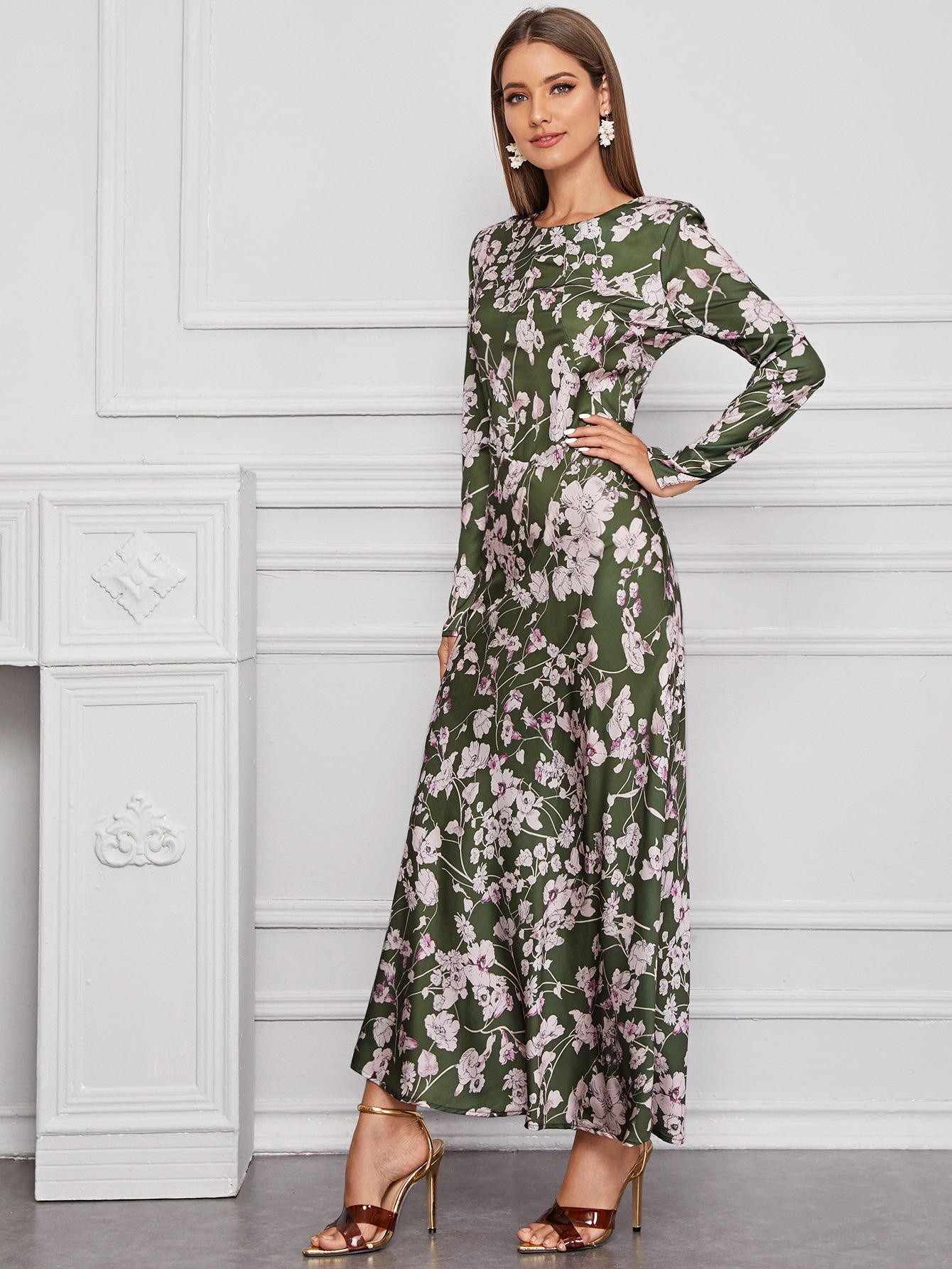 Amy's Cart Floral Print Zip Back Maxi Dress