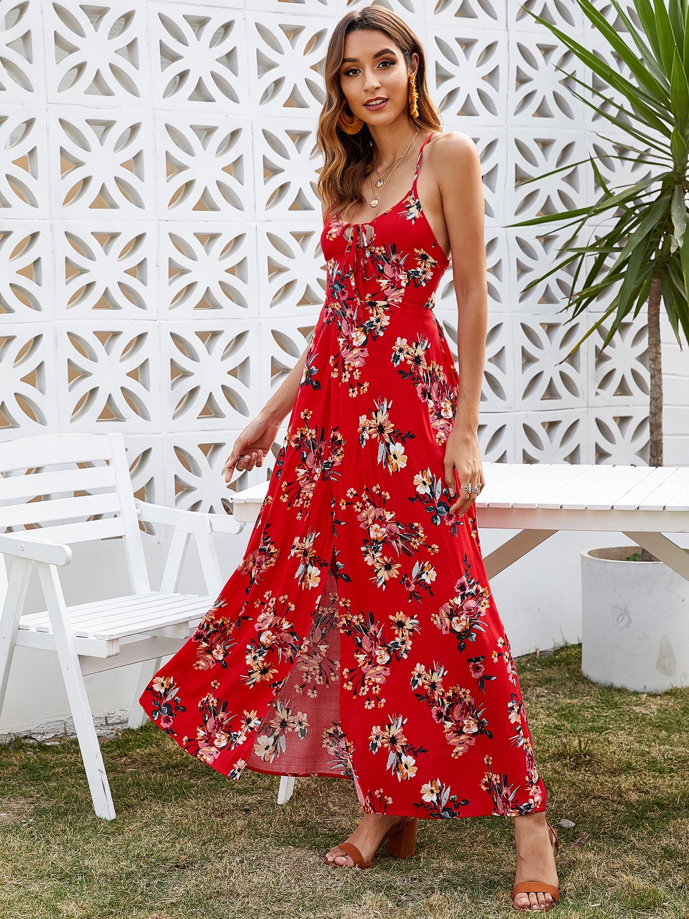 Amy's Cart Backless Floral Print Cami Dress