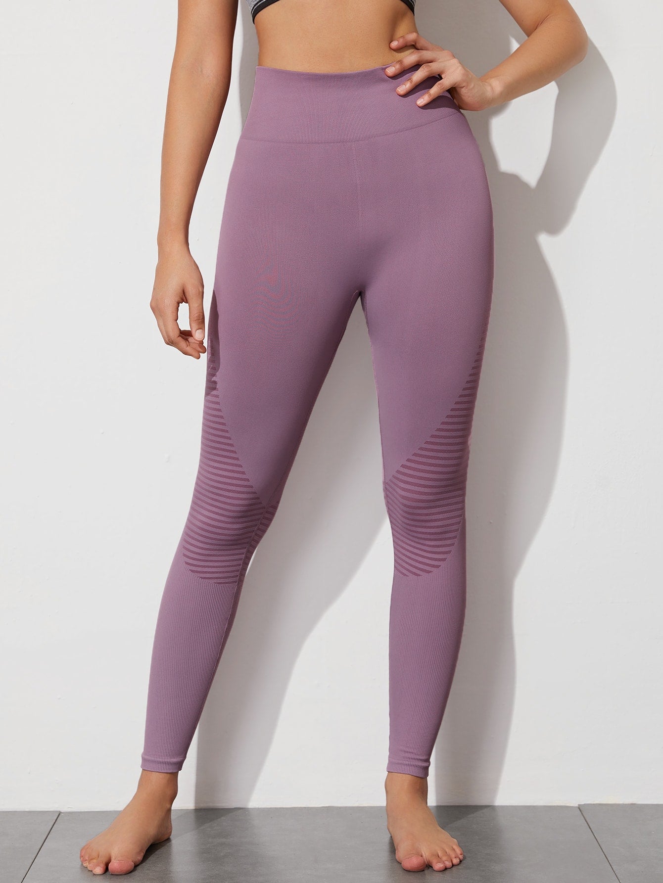 Wide Waistband Striped Sports Leggings