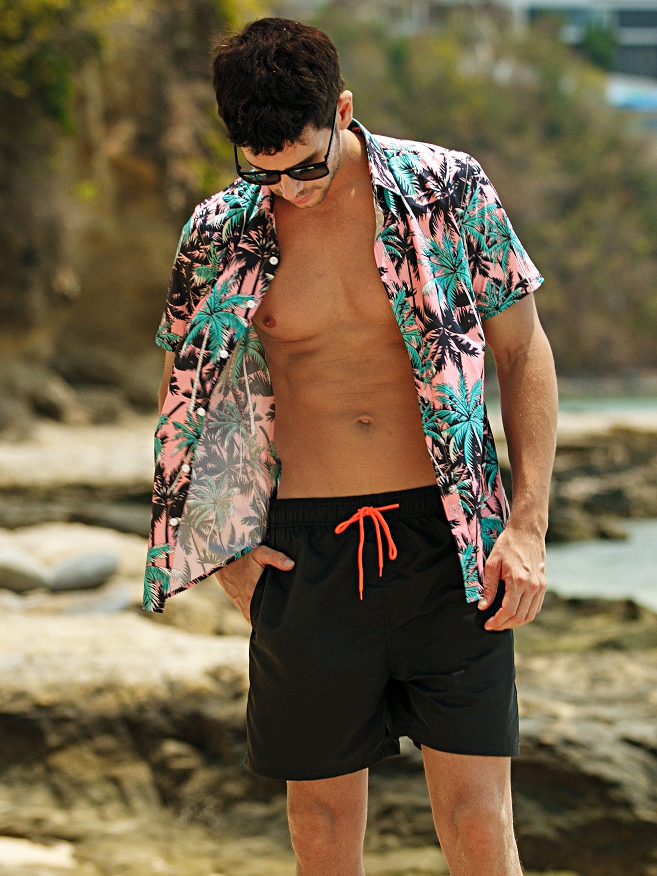 Men All Over Tropical Print Shirt