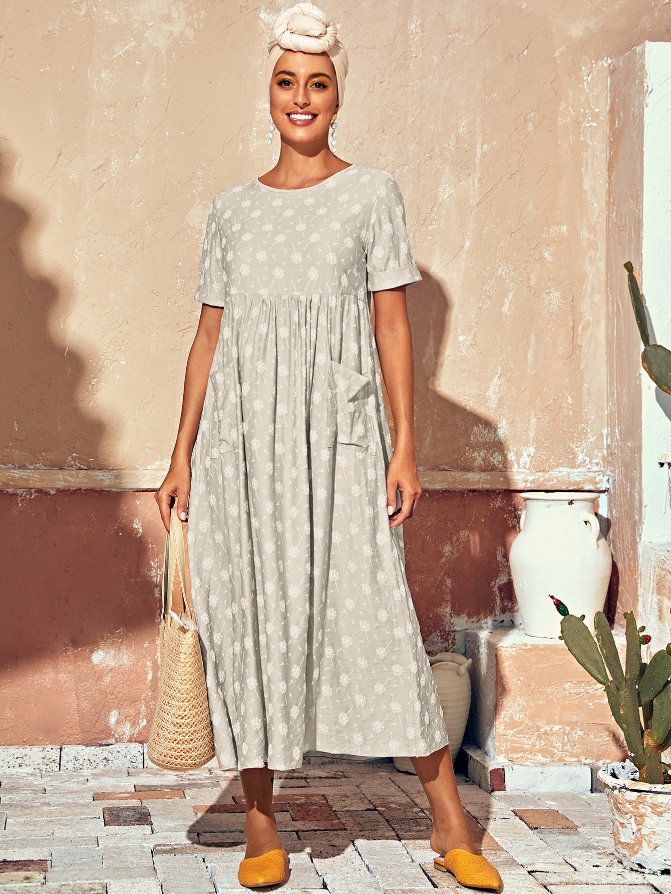 Roll Up Sleeve Pocket Detail Dress
