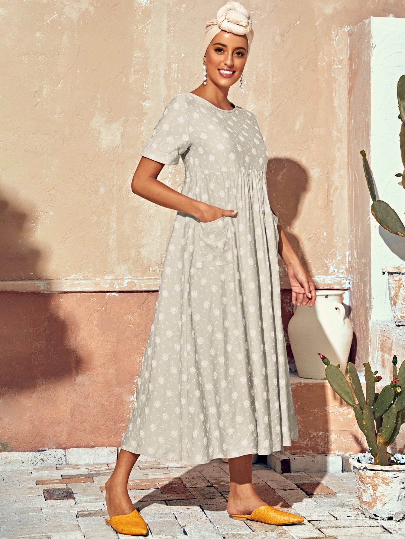 Roll Up Sleeve Pocket Detail Dress