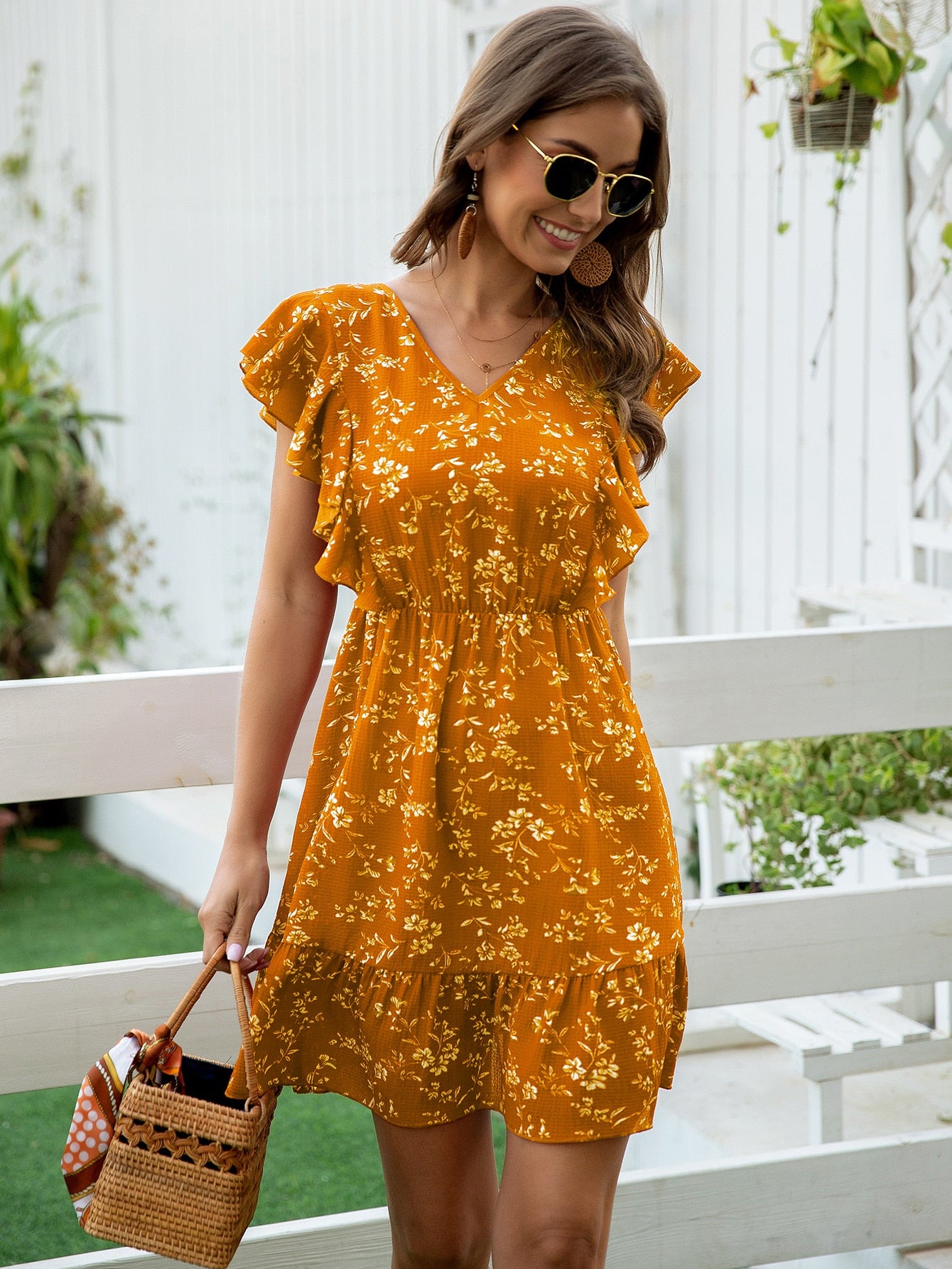 Floral Print Tie Back Dress