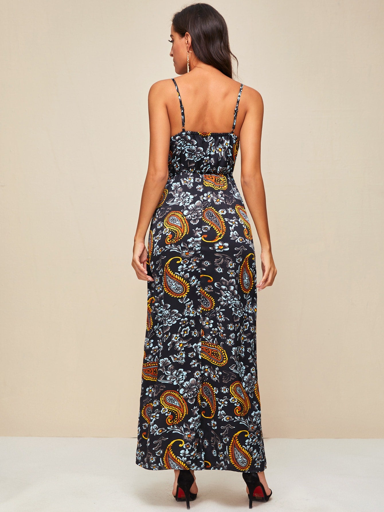 Paisley & Floral Print Cami Dress