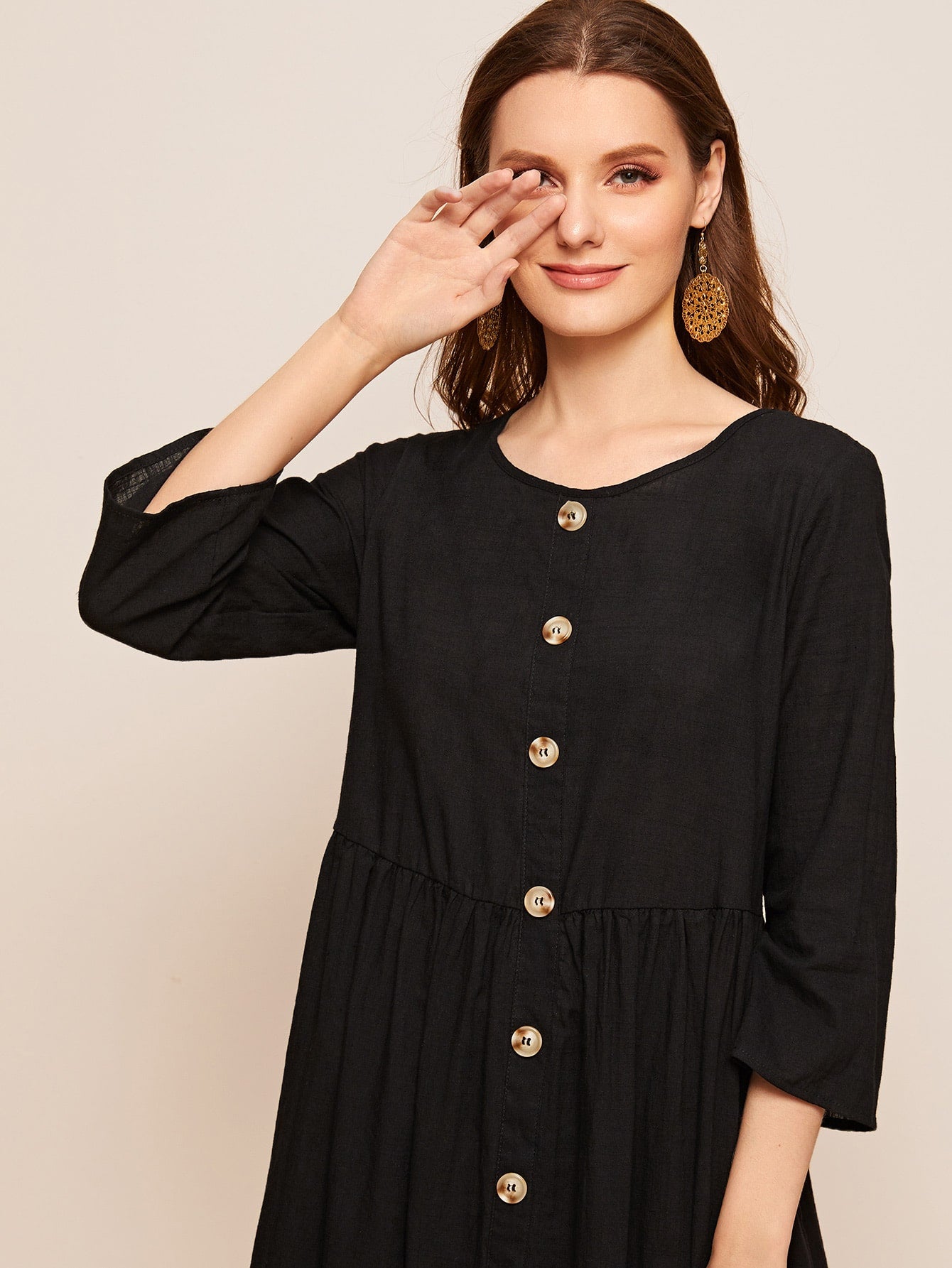 Single Breasted Solid Dress